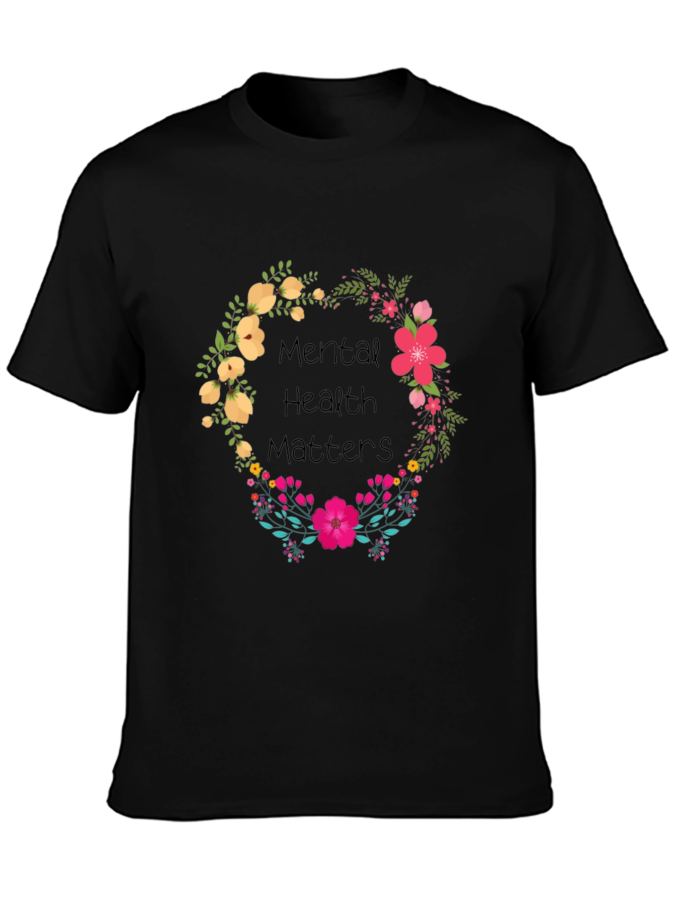 Black Mental Health Matters Floral Tee view 3