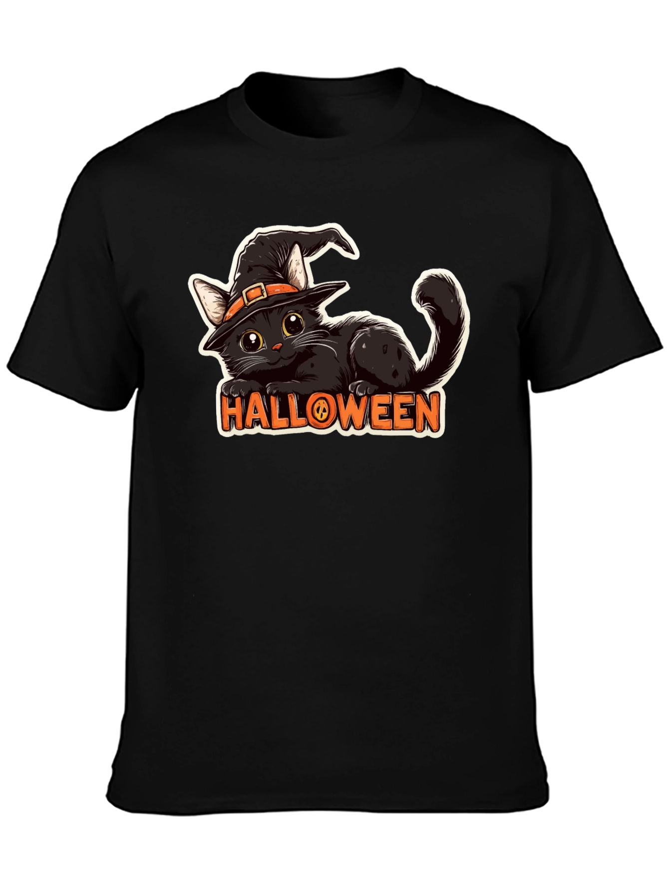 Black Halloween Cat T-Shirt - Spooky & Stylish! view 3