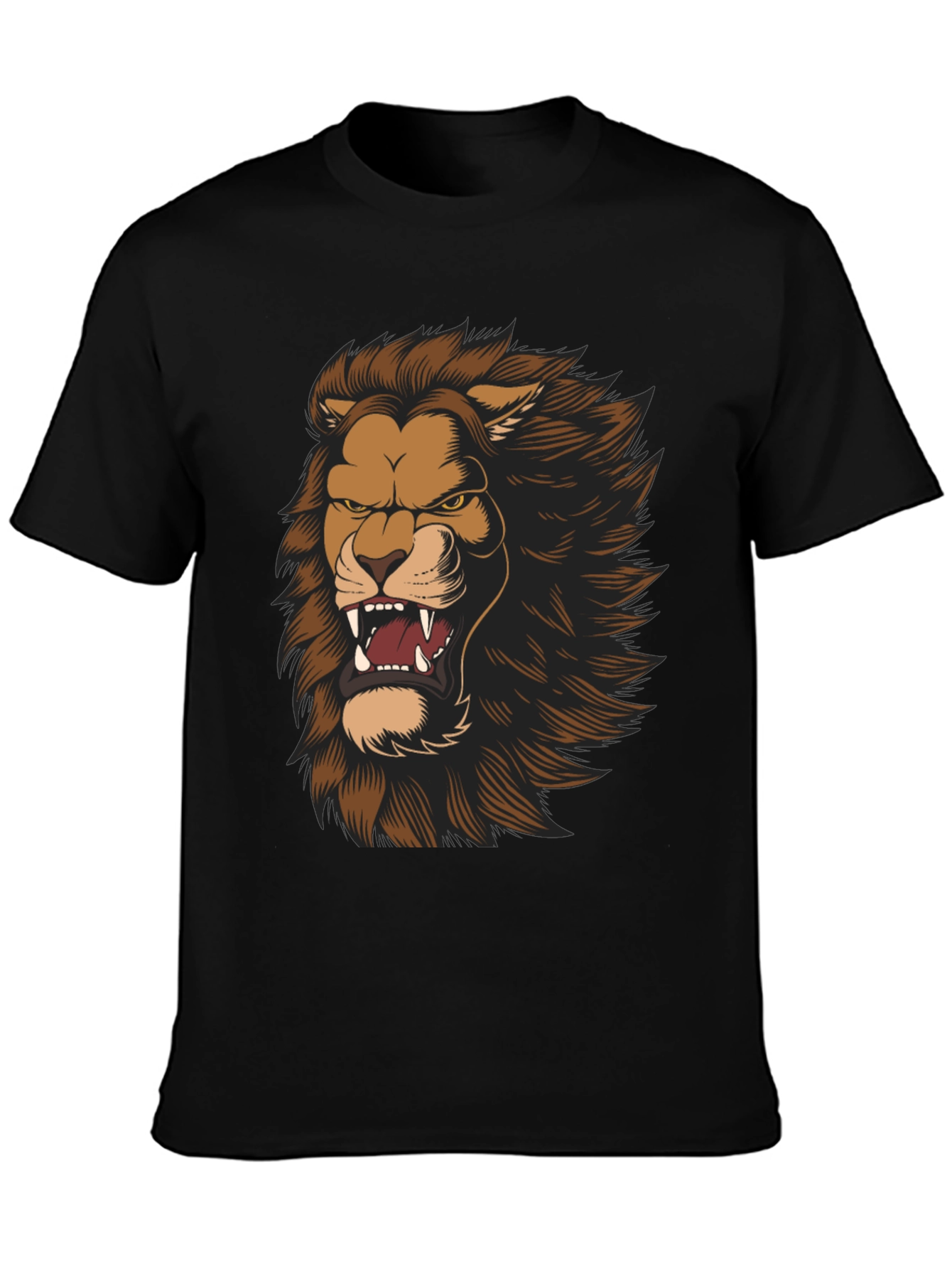 Black Lion Graphic Print Black T-Shirt view 3