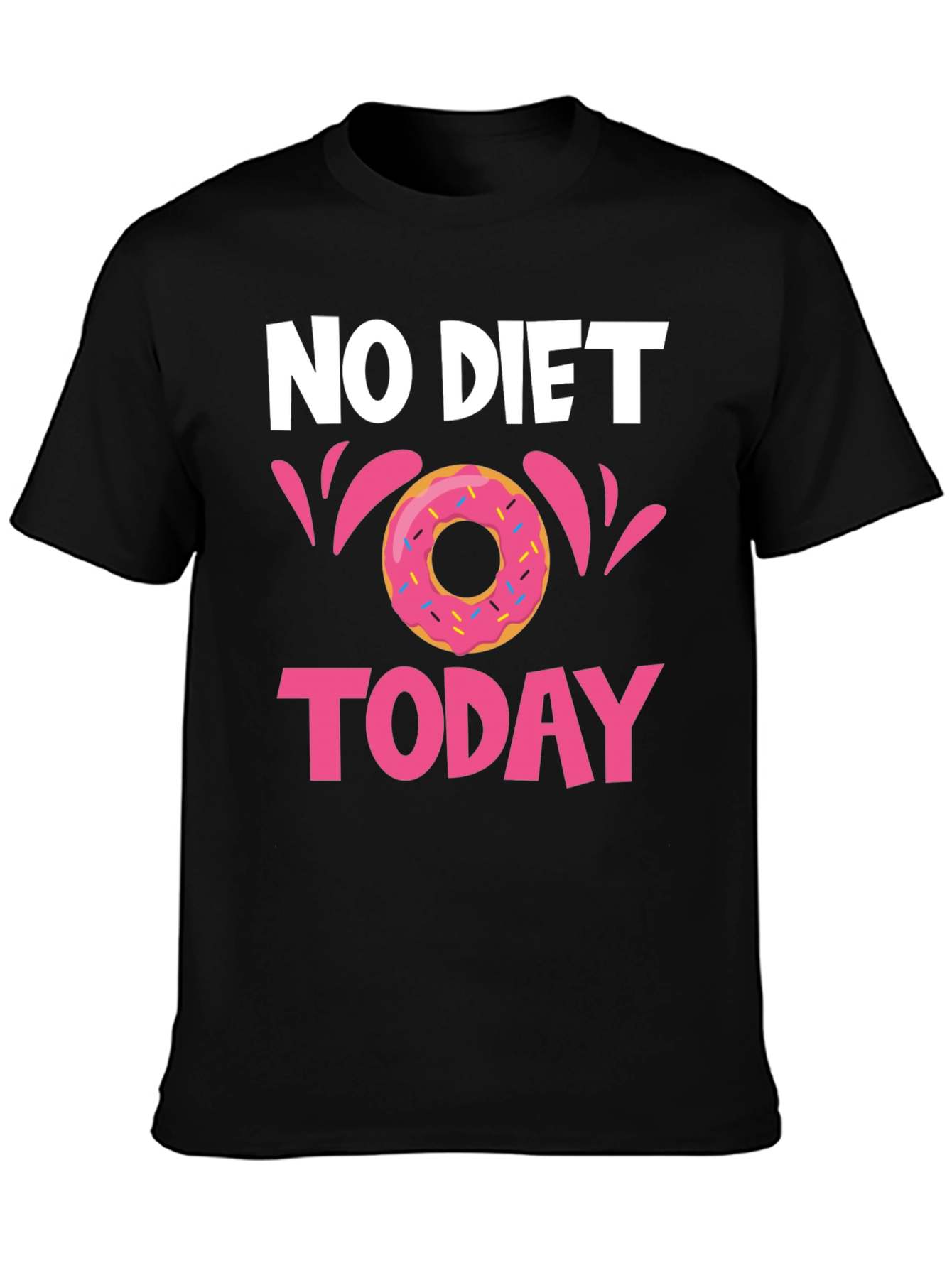 Black No Diet Today Donut T-Shirt - Fun Casual Tee view 3