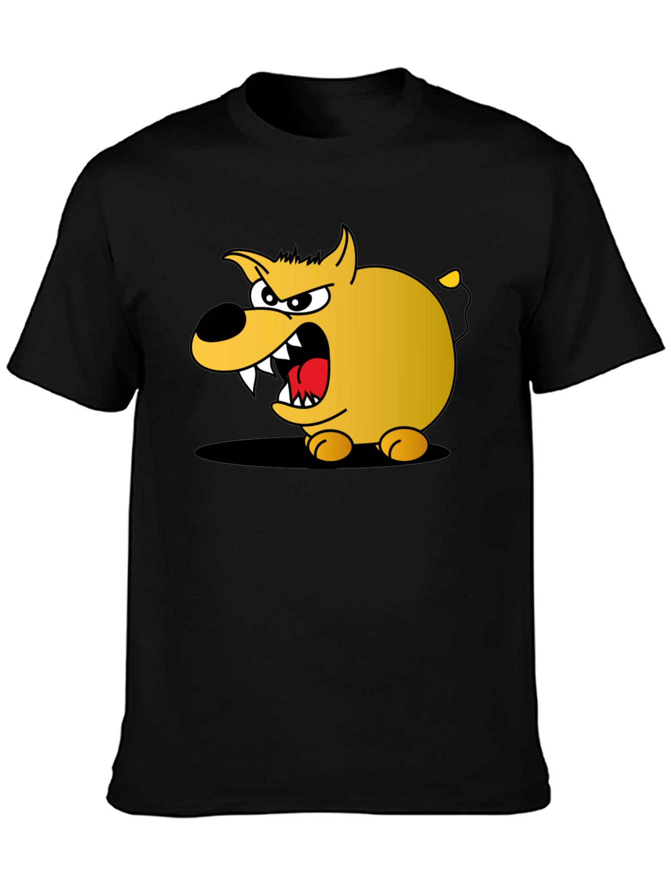 Black Cartoon Dog Graphic T-Shirt - Black Cotton Tee view 3