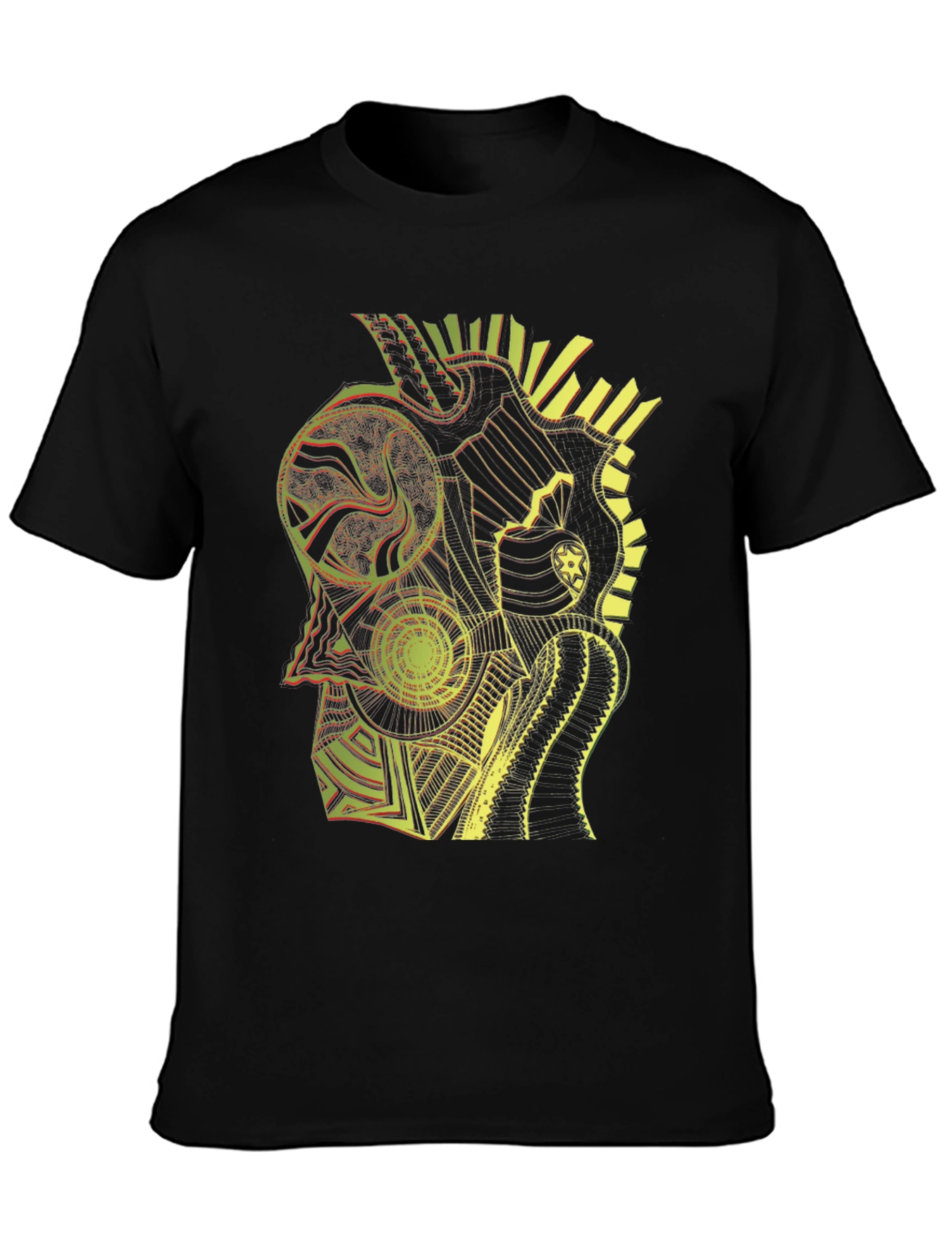 Black Abstract Art Graphic Tee - Black Cotton view 3