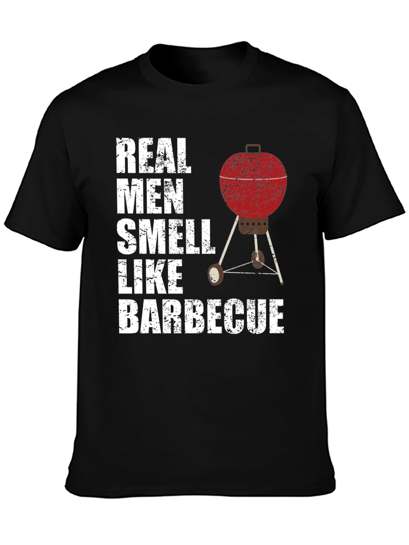 Black Real Men Smell Like Barbecue T-Shirt view 3