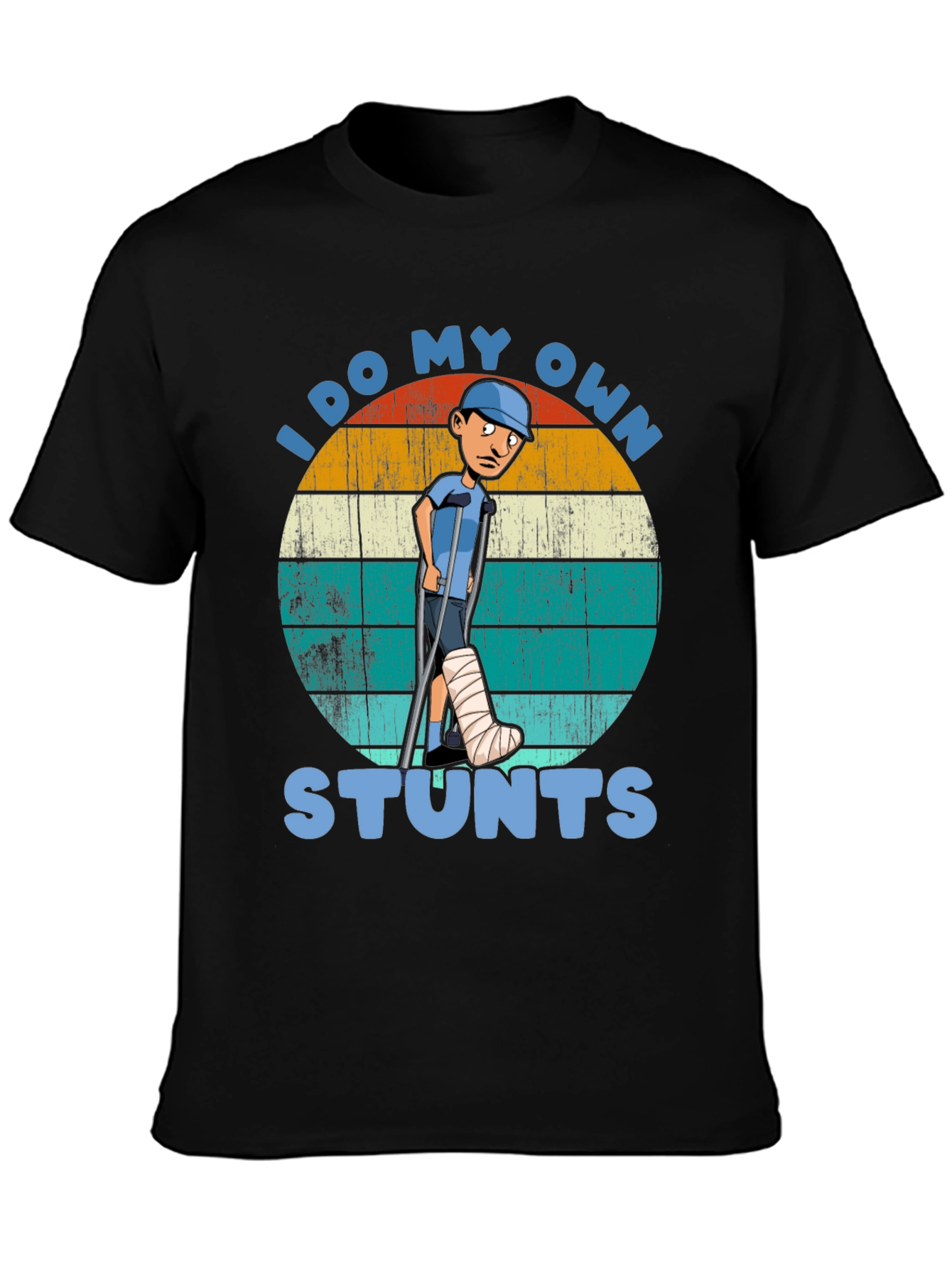 Black I Do My Own Stunts T-Shirt - Funny Injury Tee view 3
