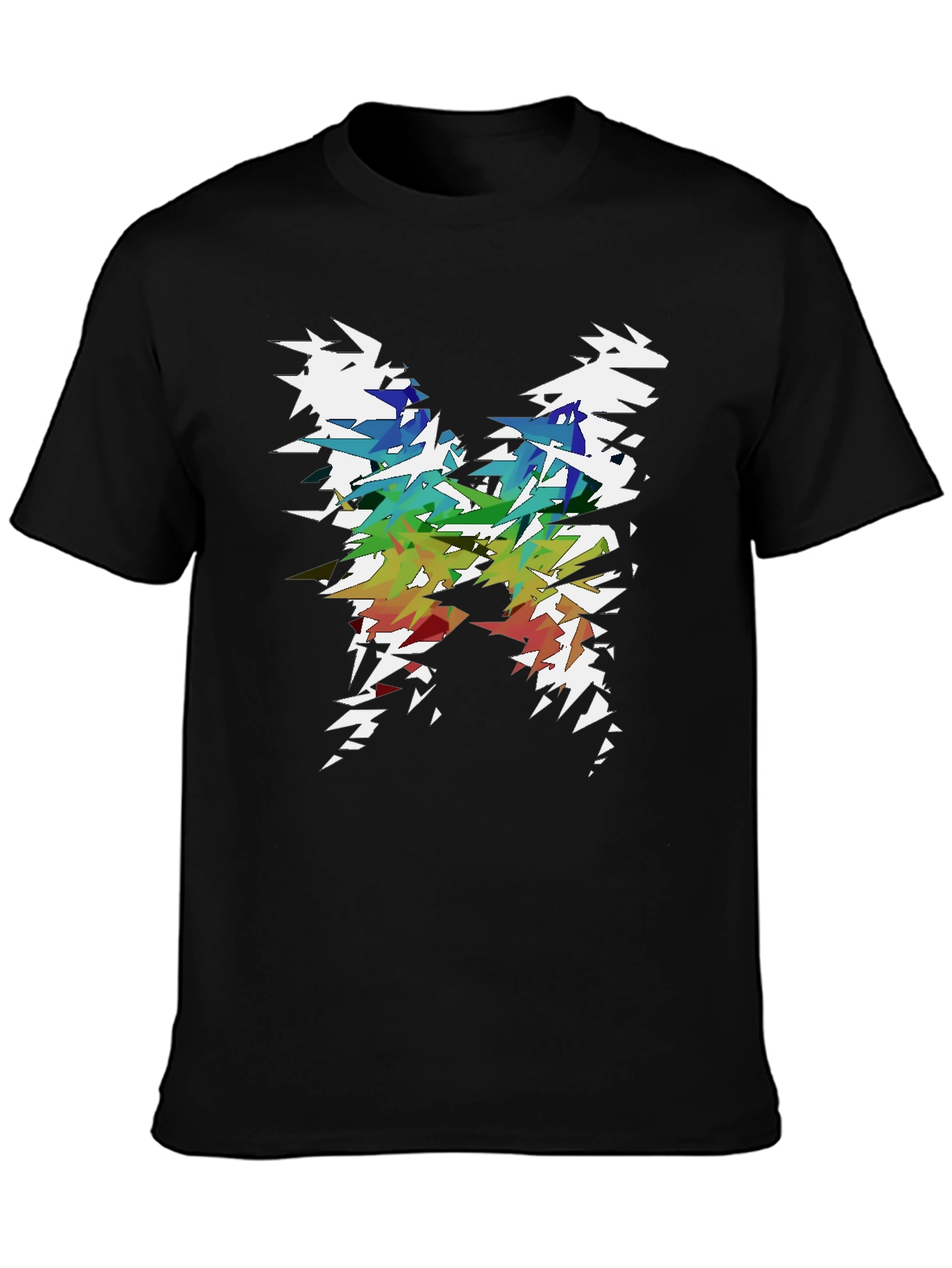 Black Abstract Geometric Rainbow Tee view 3