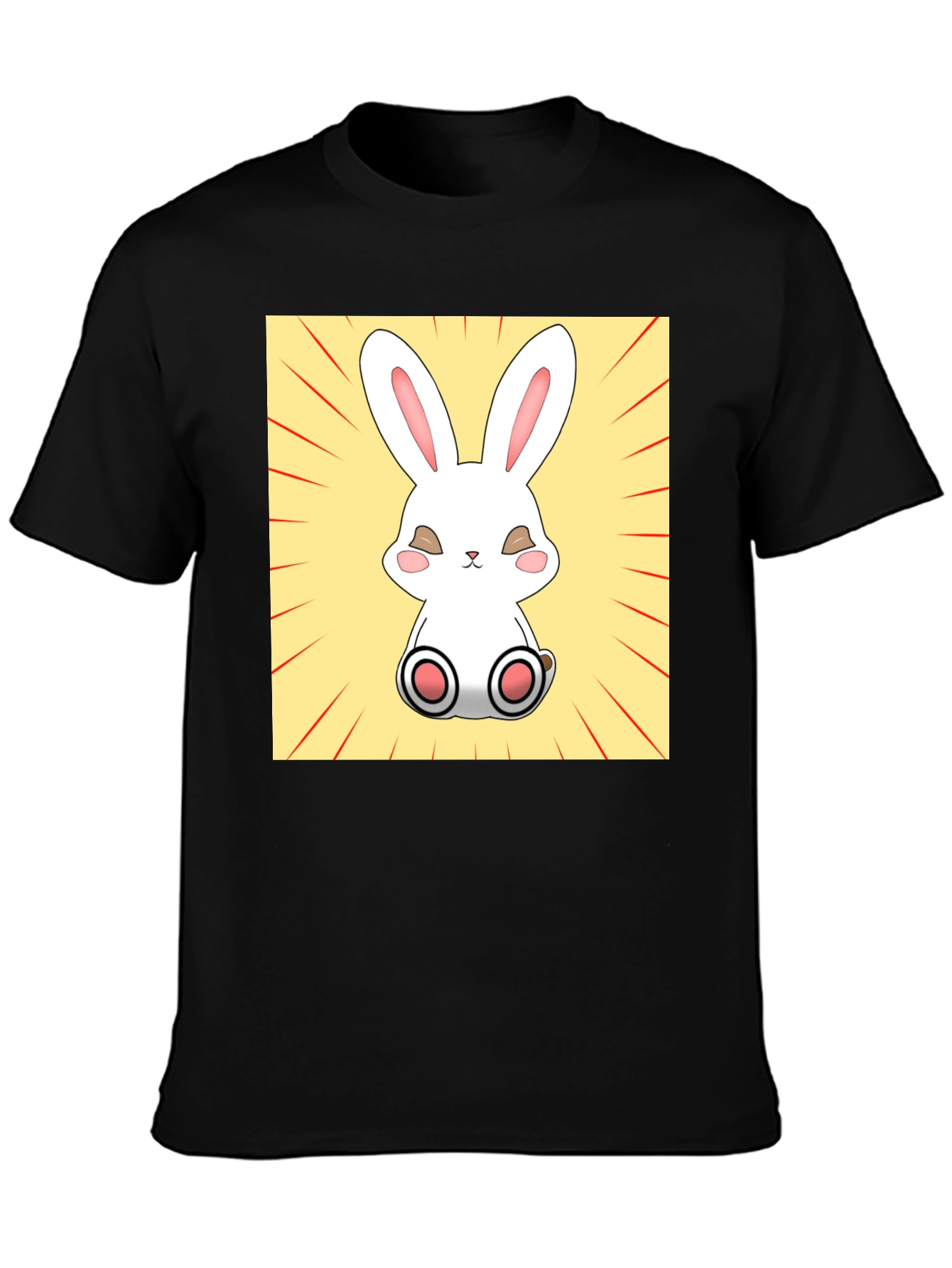 Cute Bunny Graphic Tee - Black Cotton T-Shirt - 3