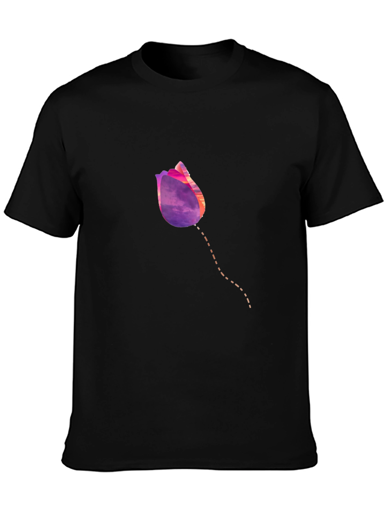Black Tulip Sunset Graphic T-Shirt - Modern Casual Tee view 3