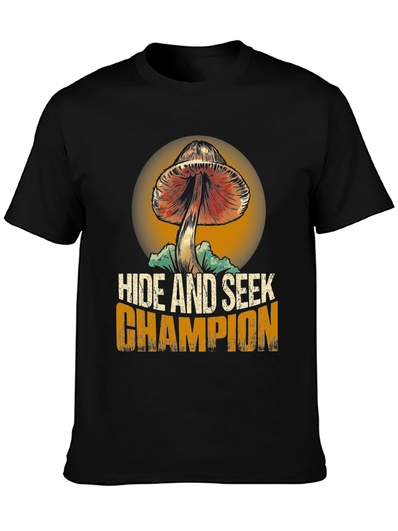 Black Hide and Seek Champion Mushroom Graphic T-Shirt view 3