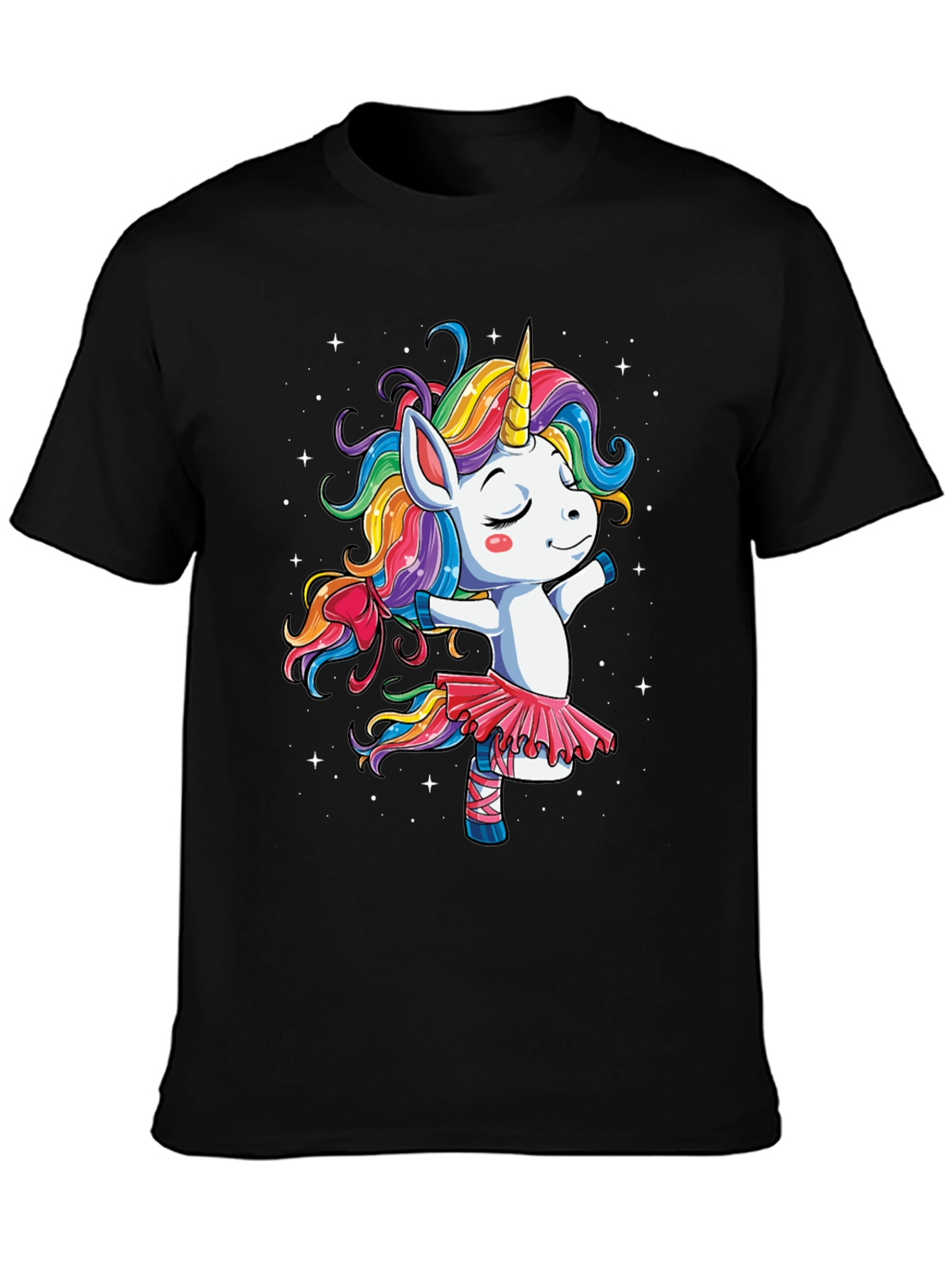 Black Unicorn Ballerina Black T-Shirt view 3