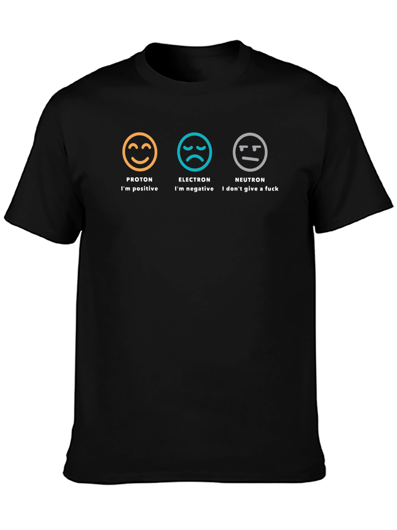 Black Proton Electron Neutron Funny Science T-Shirt view 3
