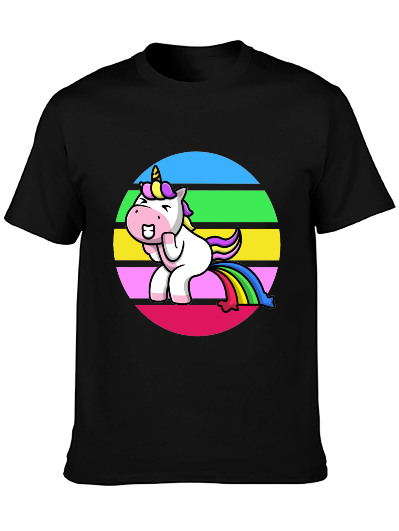 Black Unicorn Rainbow Humor Graphic Tee view 3
