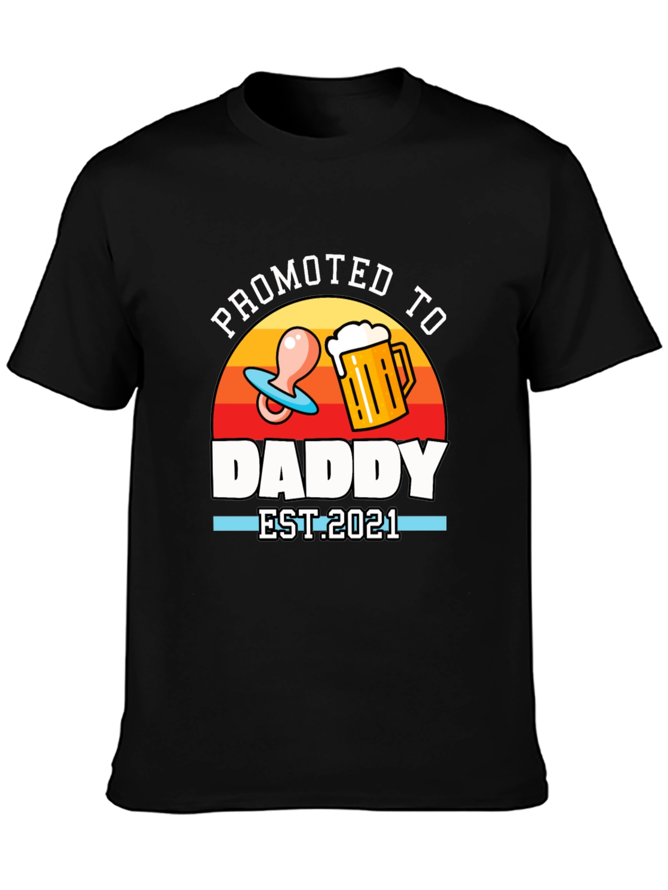 Black Promoted to Daddy EST 2021 T-Shirt view 3