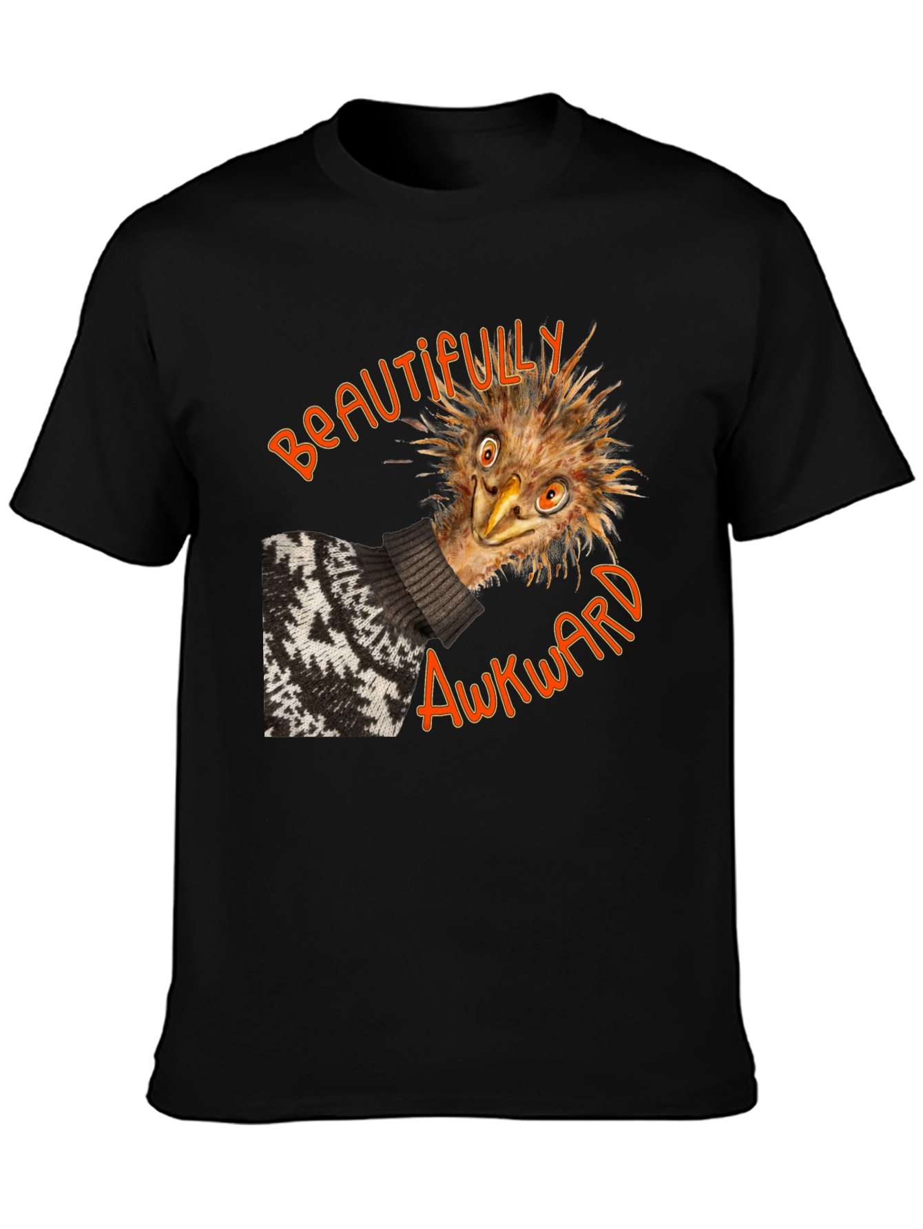 Black Beautifully Awkward Emu Graphic Tee view 3