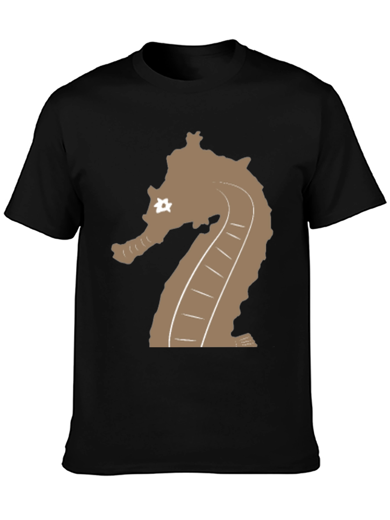 Black Black T-Shirt with Seahorse Graphic view 3