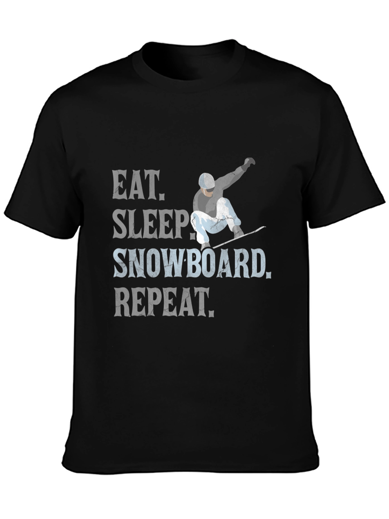 Black Eat Sleep Snowboard Repeat T-Shirt view 3