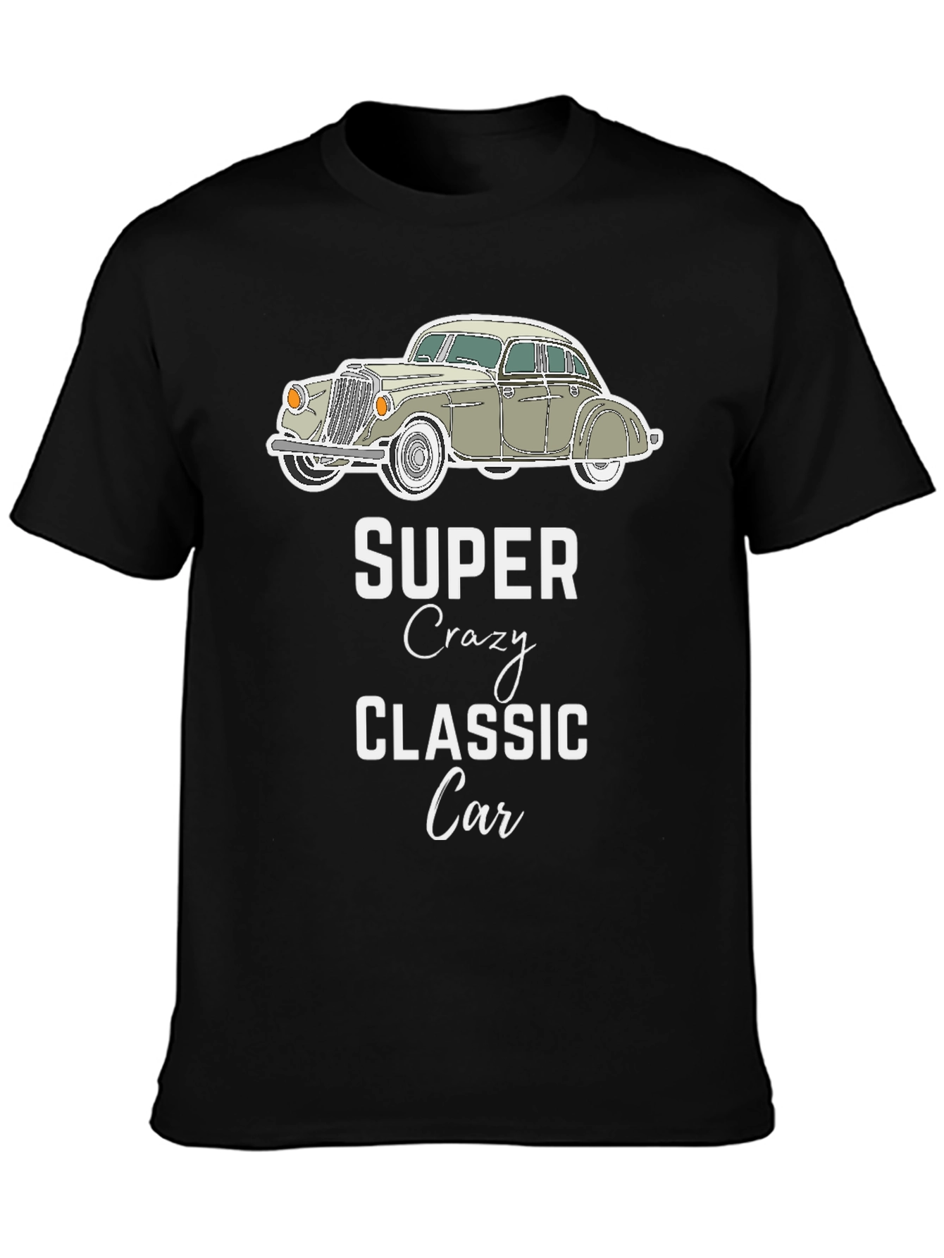 Black Super Crazy Classic Car T-Shirt view 3