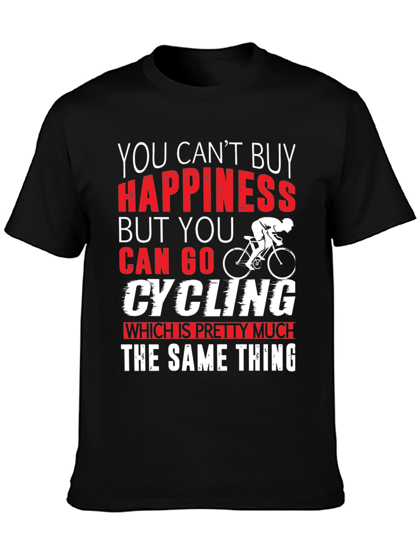 Black Cycling Happiness T-Shirt | Bike Lover Gift view 3