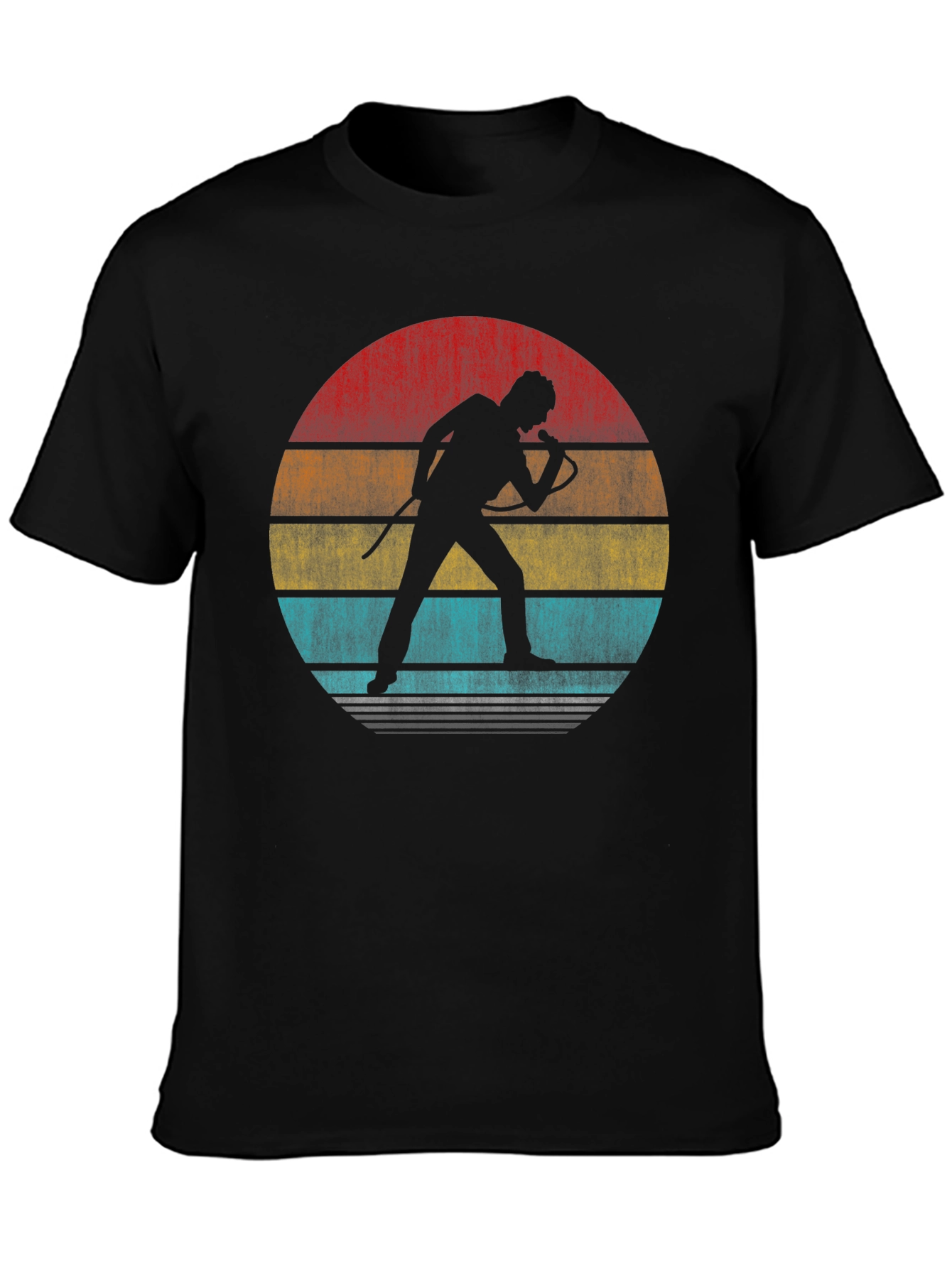 Black Retro Singer Silhouette Graphic T-Shirt view 3