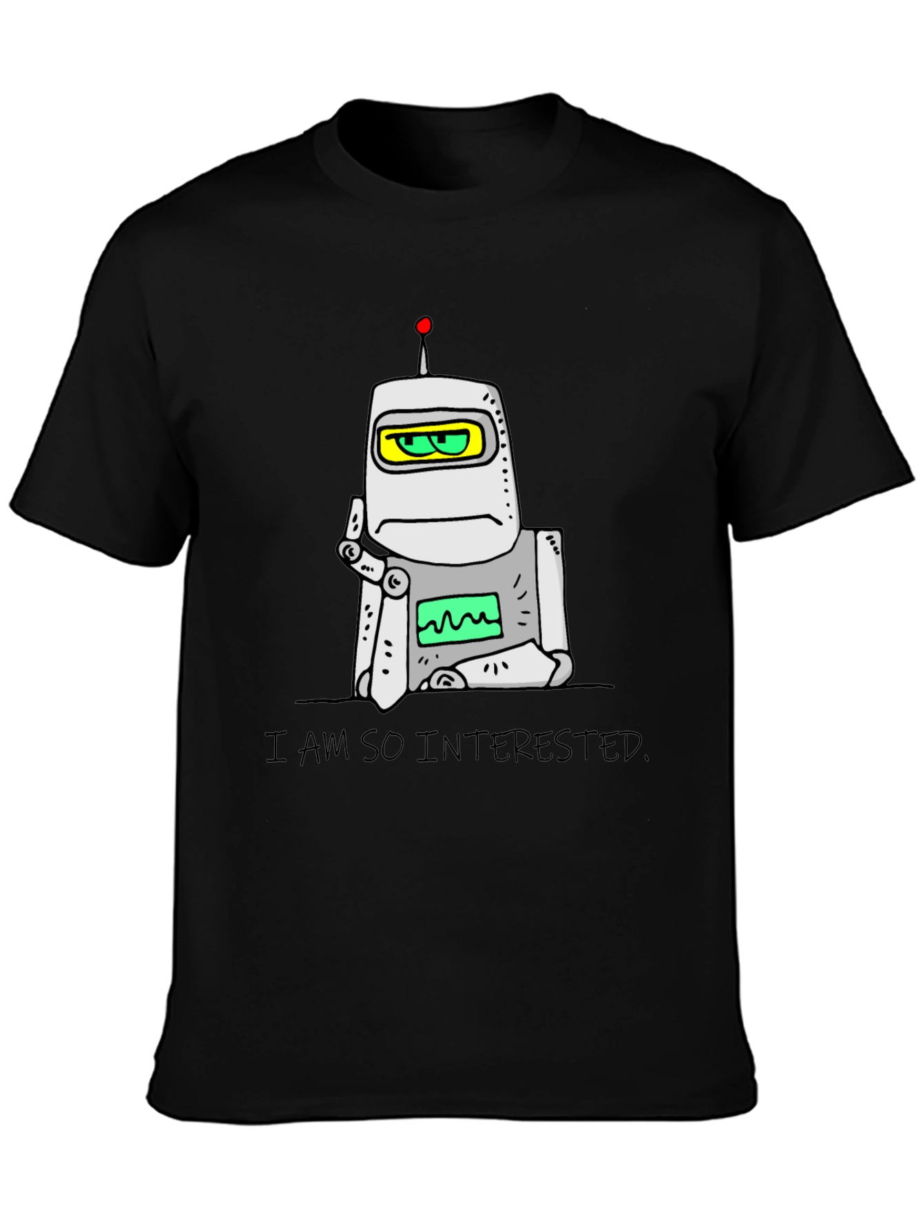 Black Interested Robot Graphic T-Shirt view 3