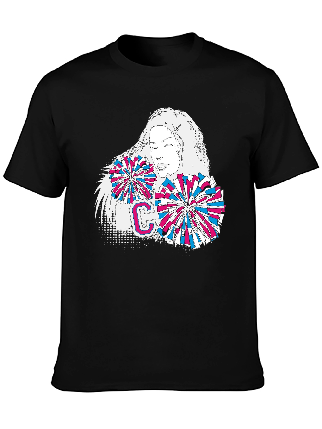 Black Cheerleader Graphic T-Shirt - Stylish Cotton Tee view 3
