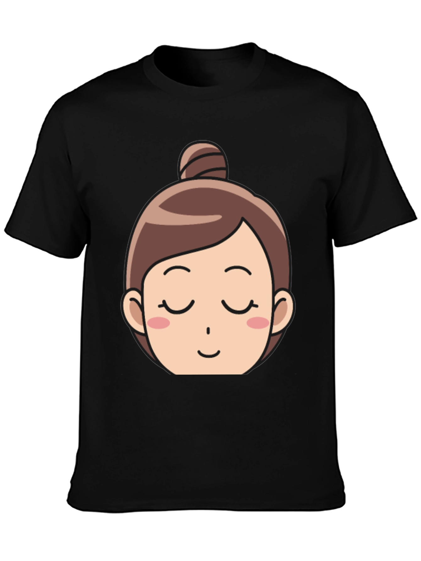 Black Cartoon Girl Face T-Shirt view 3