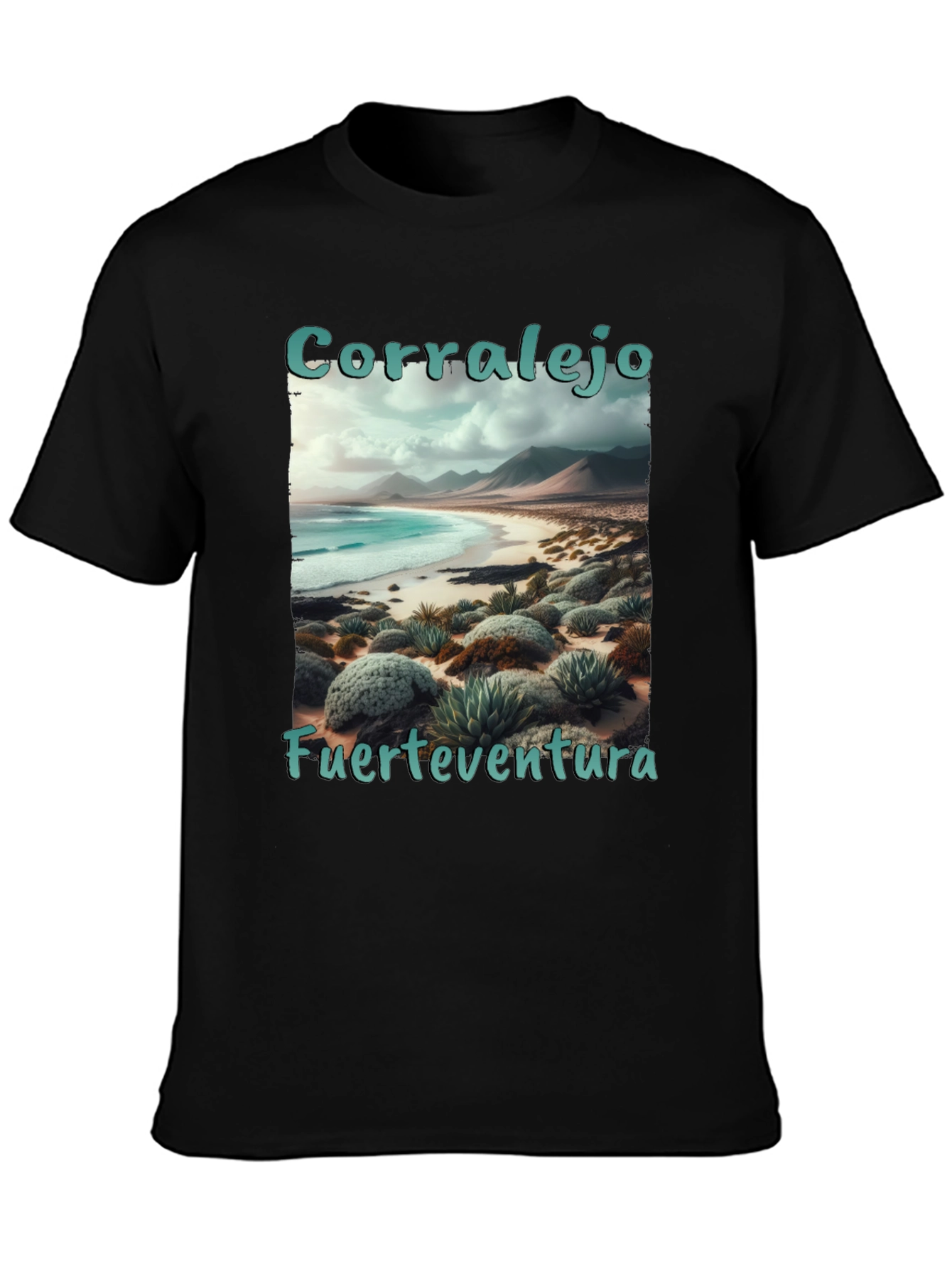 Black Corralejo Fuerteventura Beach T-Shirt view 3