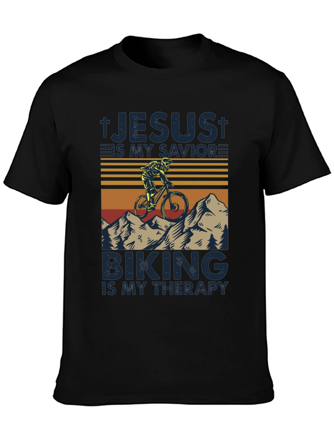 Jesus Is My Savior Biking Is My Therapy T-Shirt - 3