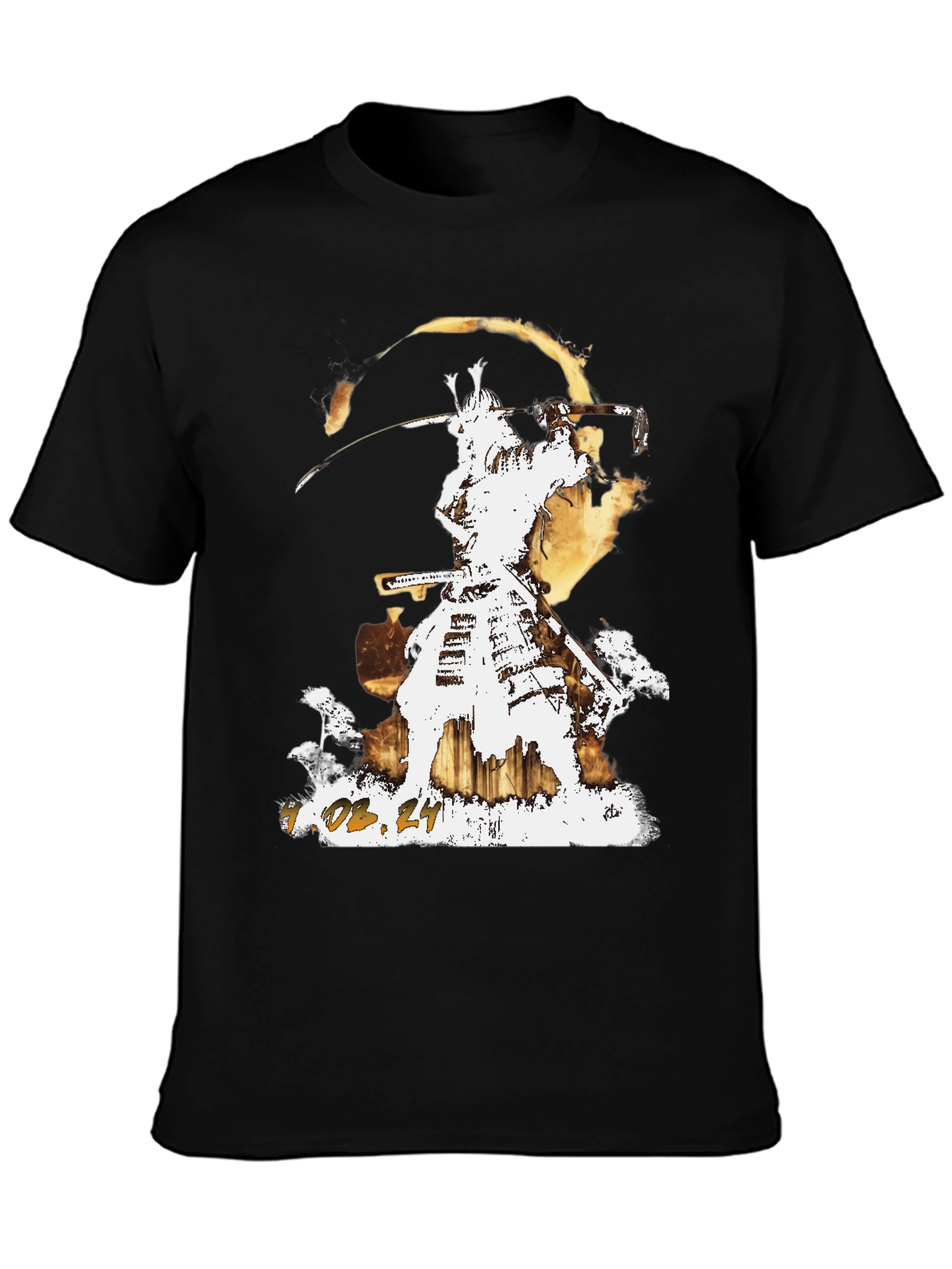 Black Samurai Graphic T-Shirt - Men's Short Sleeve Crew Neck Tee view 3