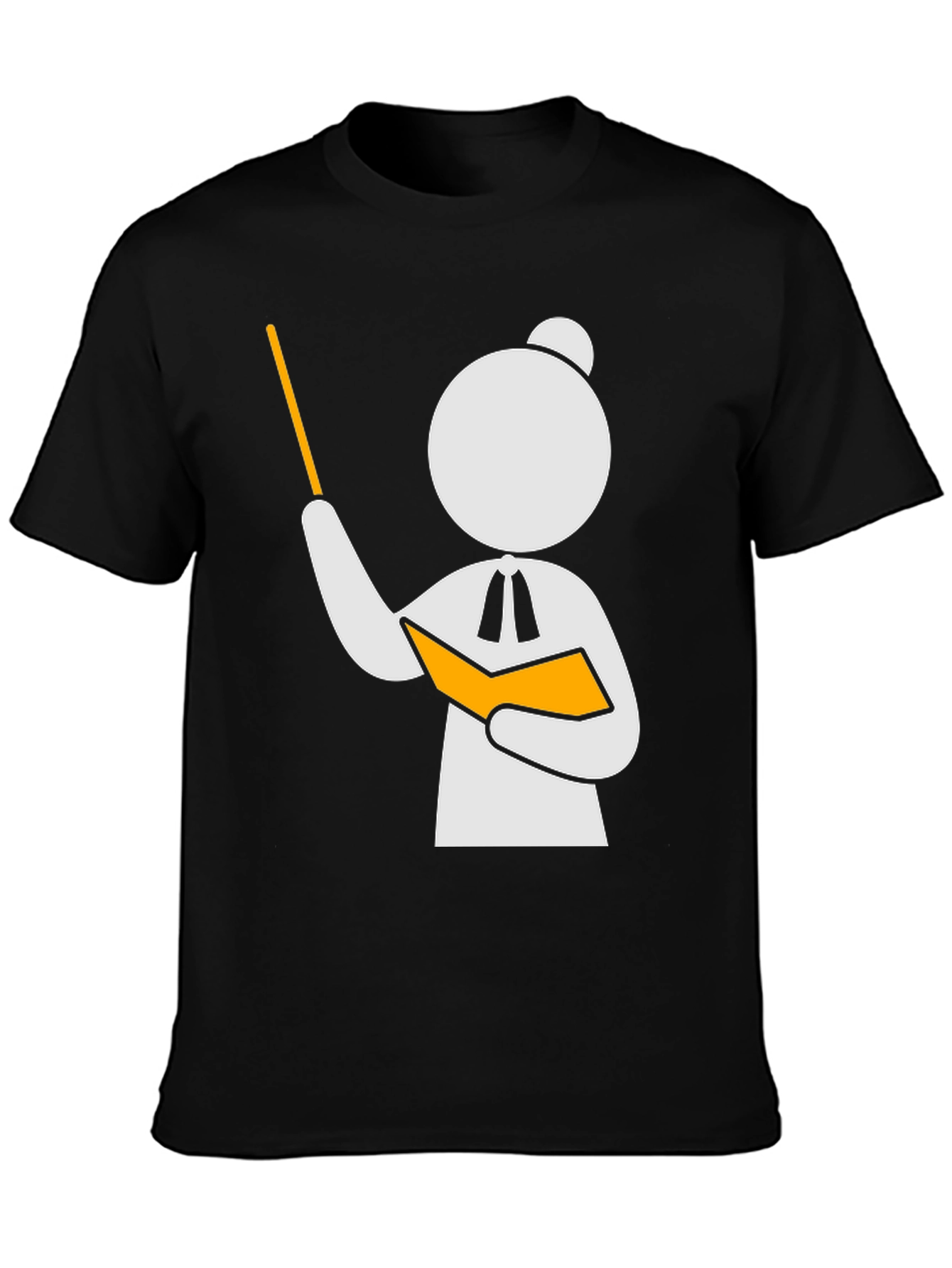 Black Teacher Stick Figure Black T-Shirt view 3