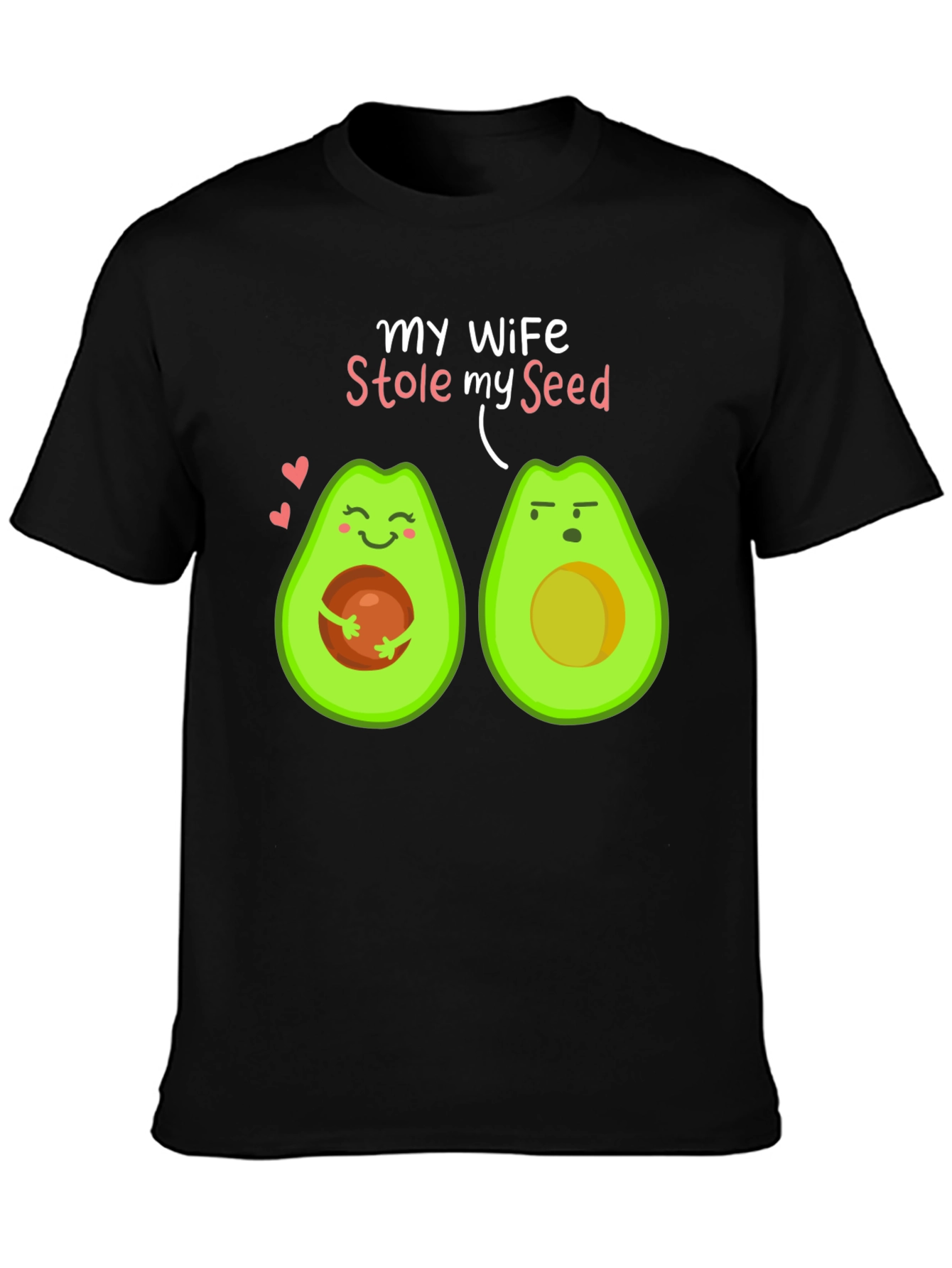 Black Funny Avocado Couple T-Shirt - My Wife Stole My Seed view 3