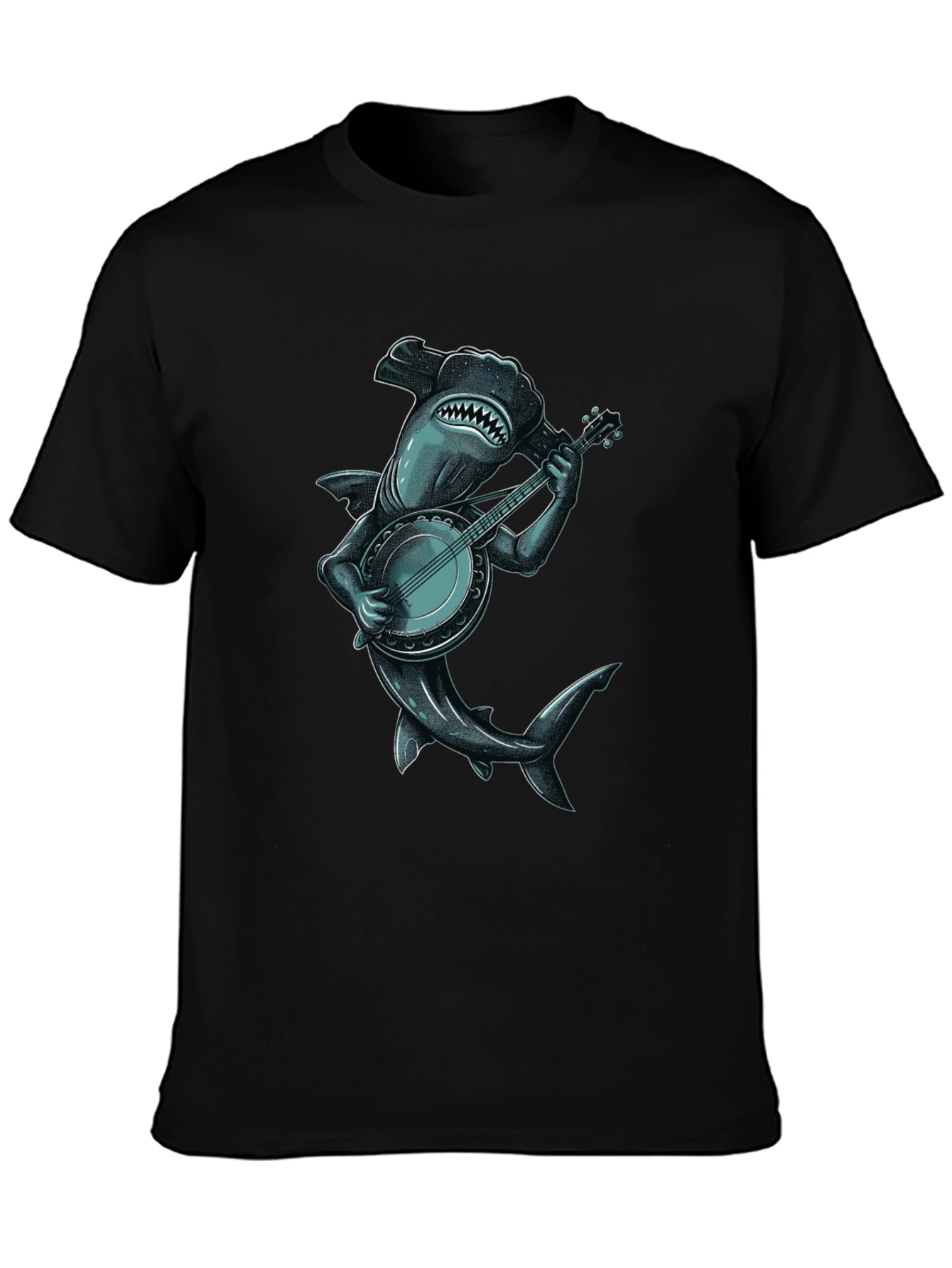 Black Shark Banjo Player Graphic Tee view 3