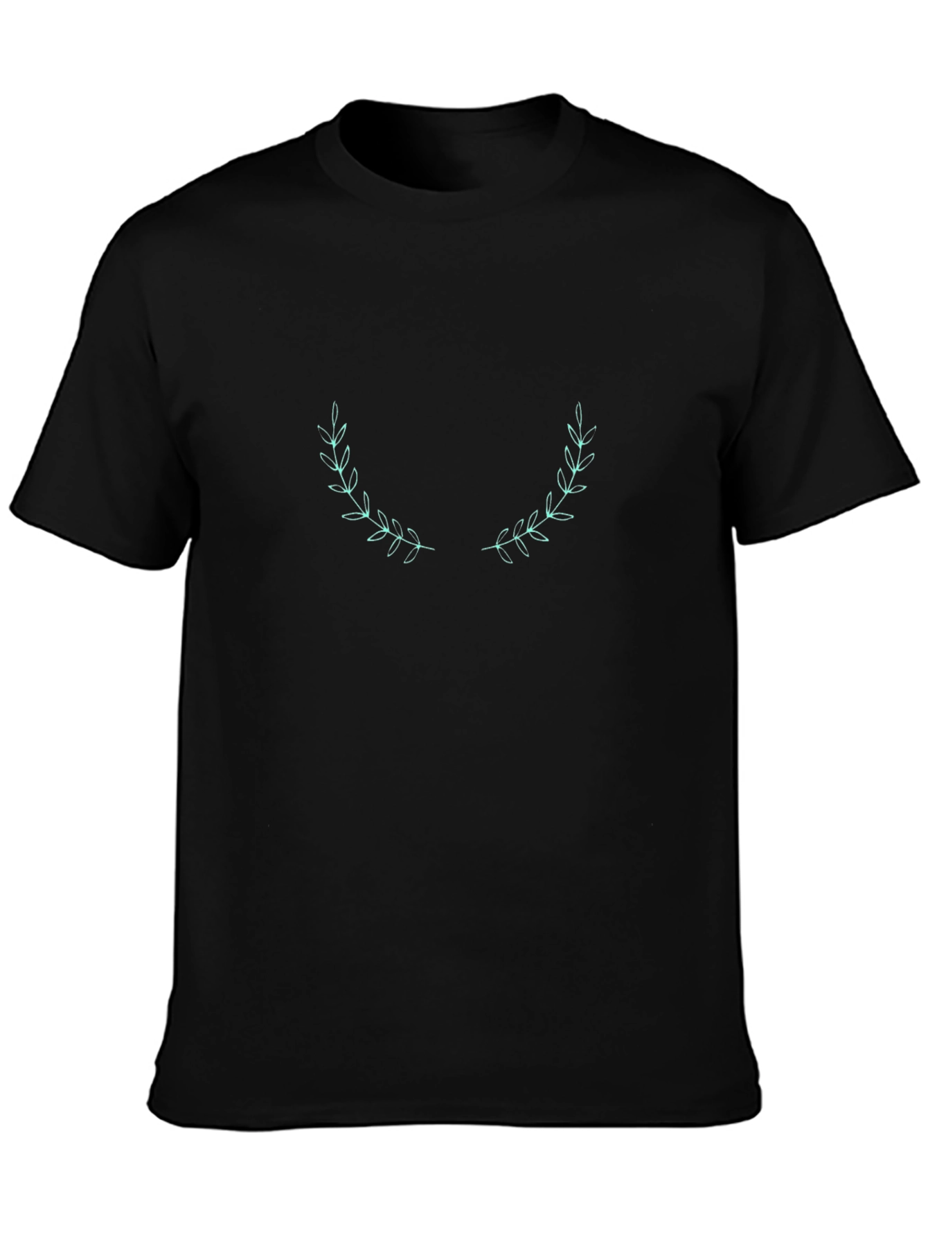 Black Leaf Wreath Graphic Black T-Shirt view 3