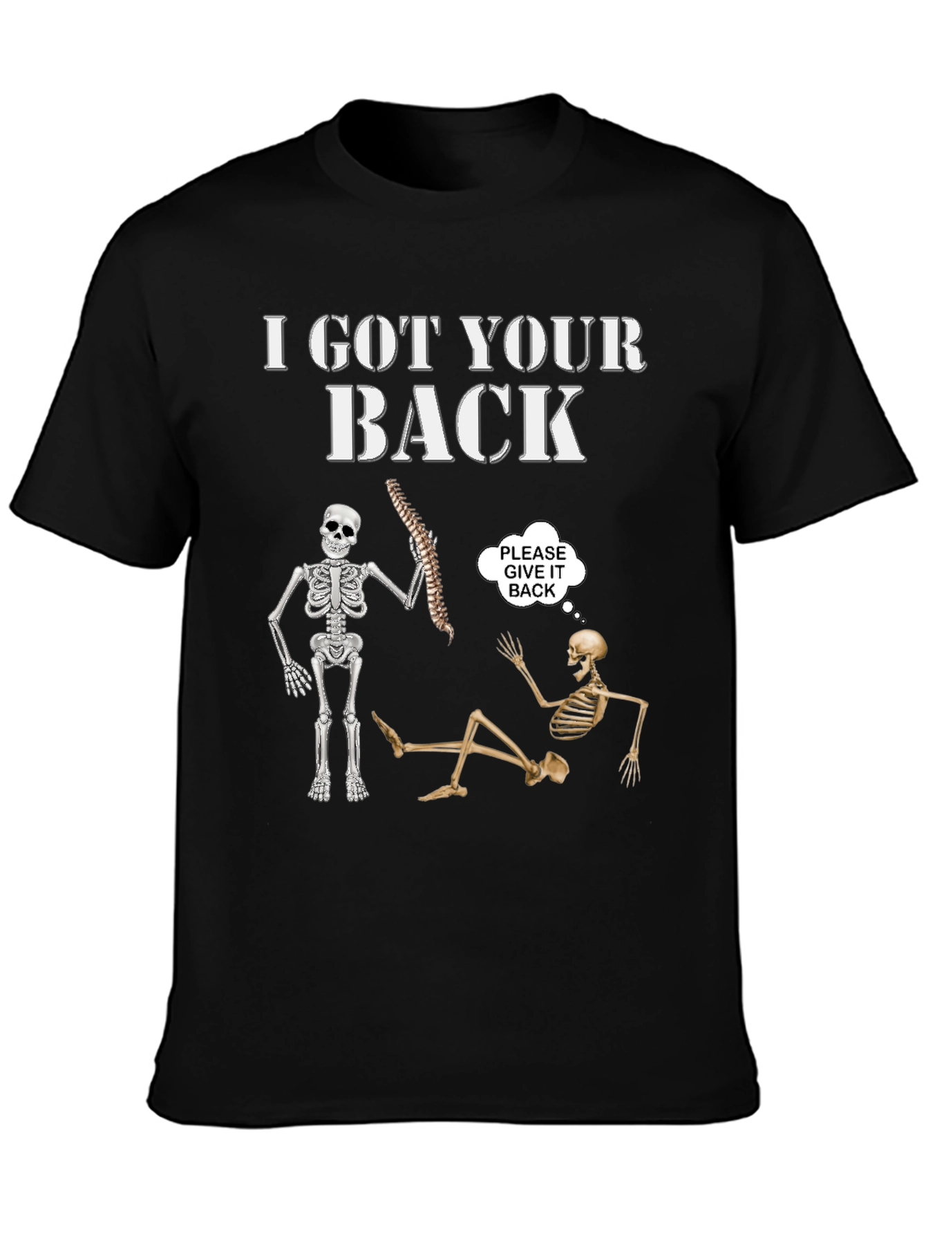 Black I Got Your Back Skeleton Graphic Tee view 3
