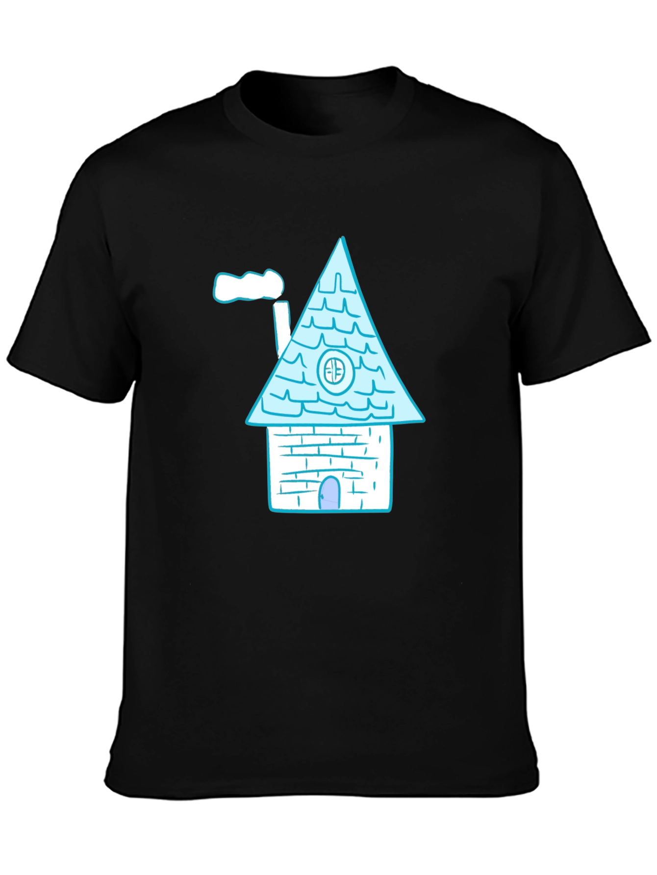Black Whimsical House Graphic Tee - Black view 3