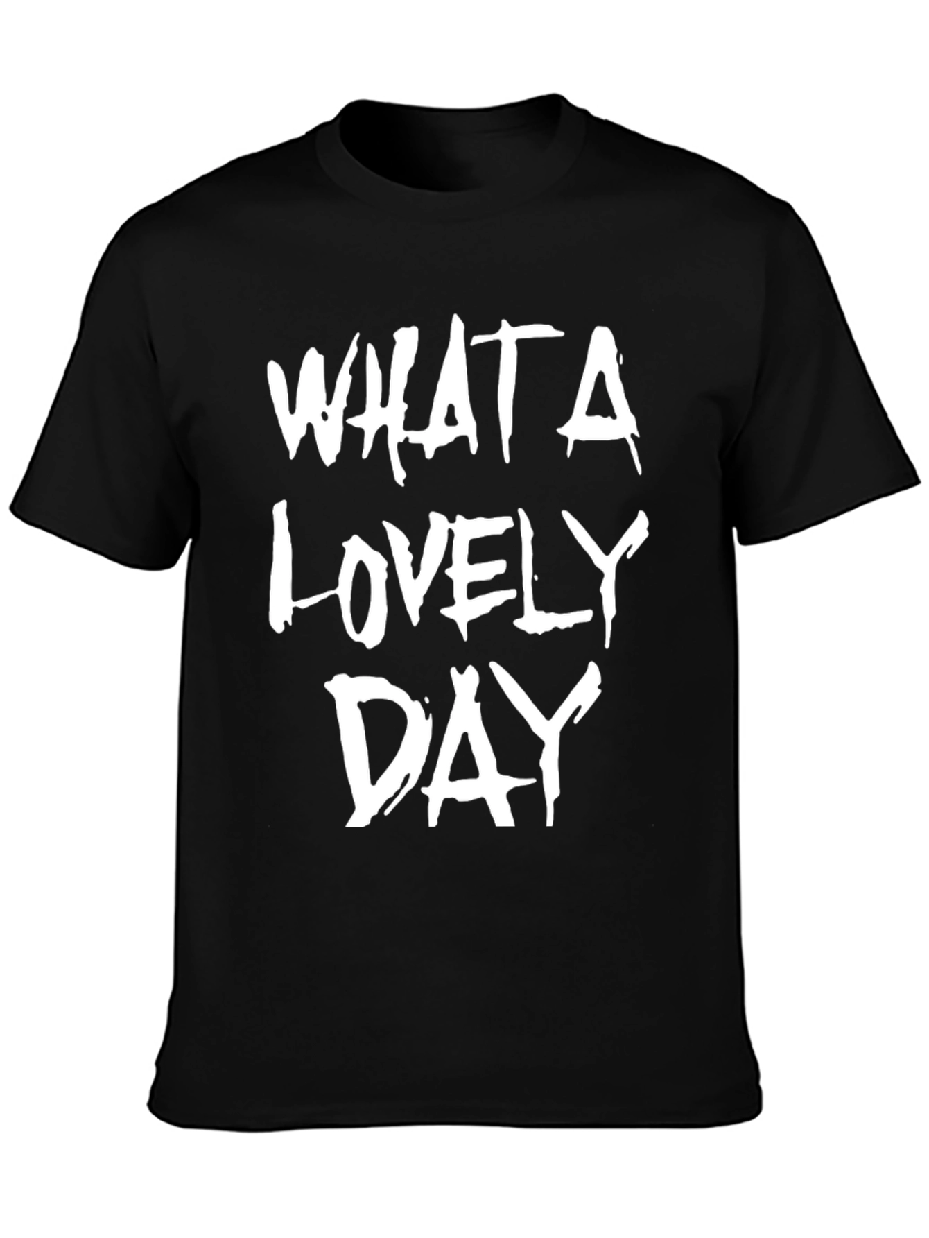 Black What A Lovely Day Graphic Tee - Black Cotton T-Shirt view 3