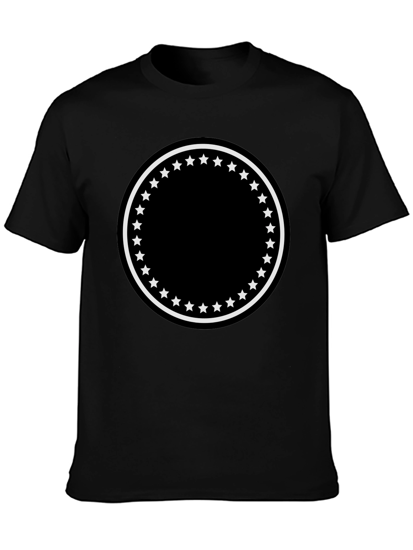 Black Men's Black T-Shirt with Star Circle Design view 3