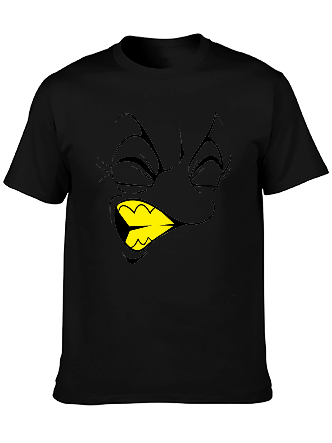 Black Cartoon Face Graphic T-Shirt - Black view 3