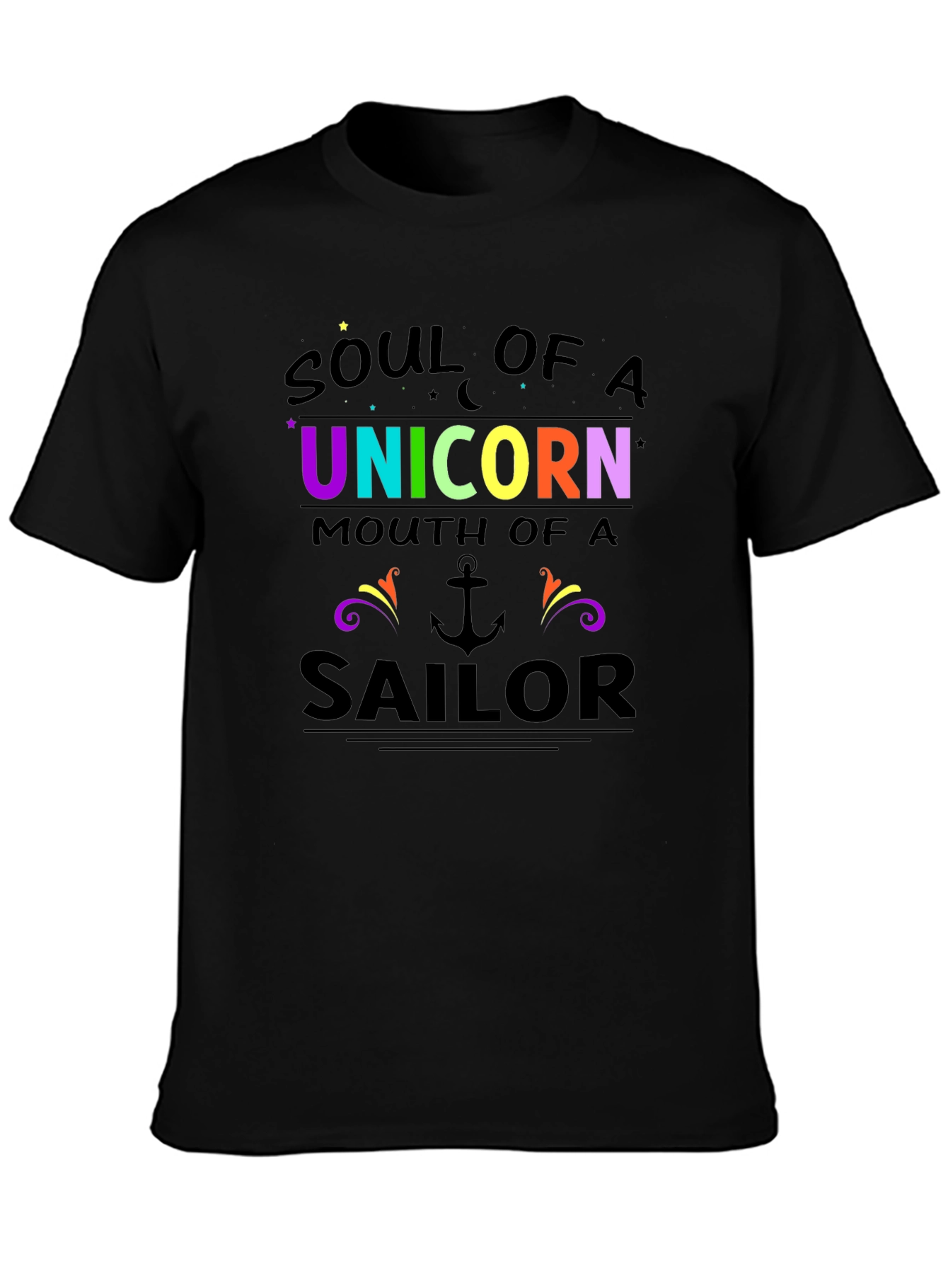 Black Soul of a Unicorn Sailor Graphic Tee view 3
