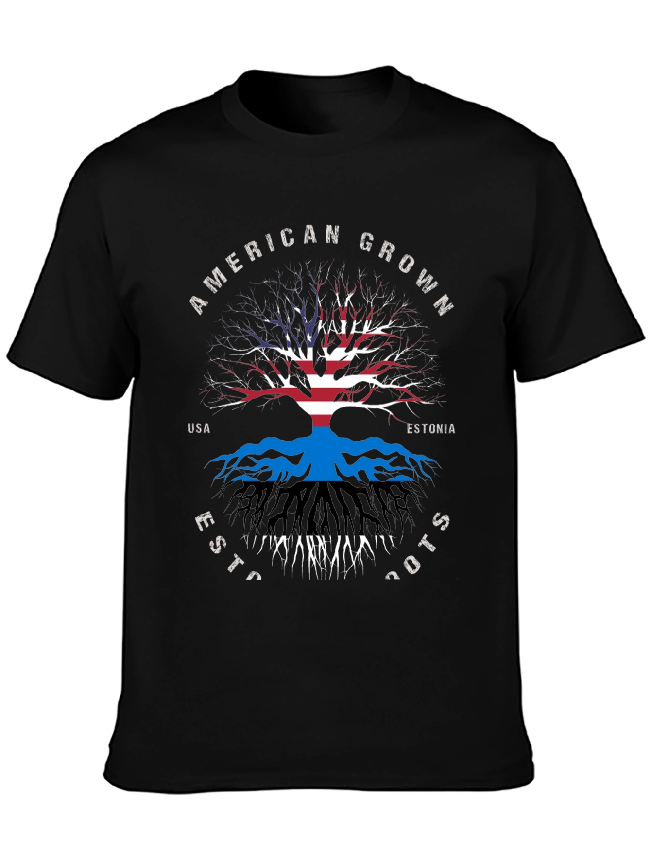 Black American Grown Estonia Roots Graphic Tee view 3