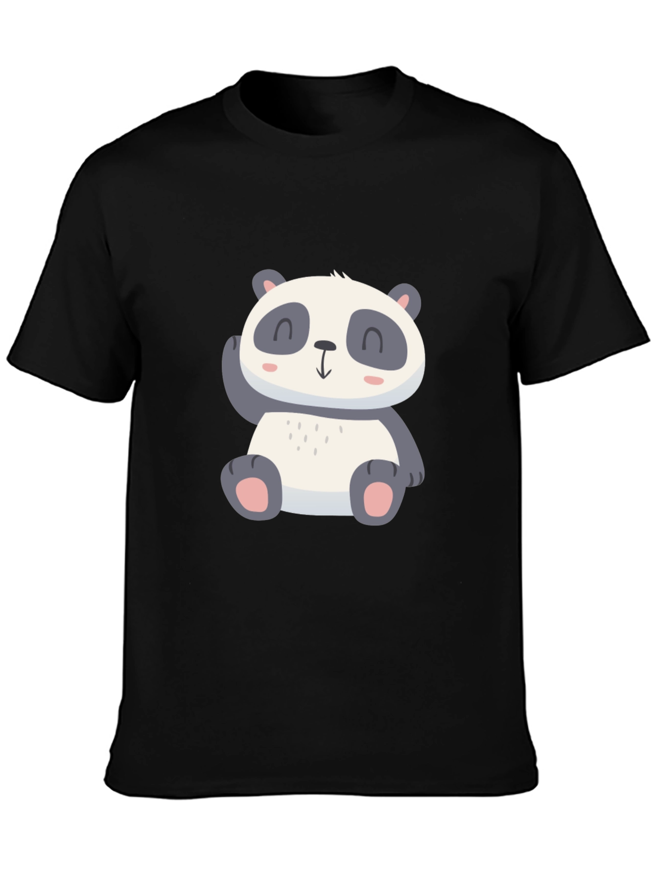 Black Cute Panda Graphic Tee - Soft Cotton Blend view 3