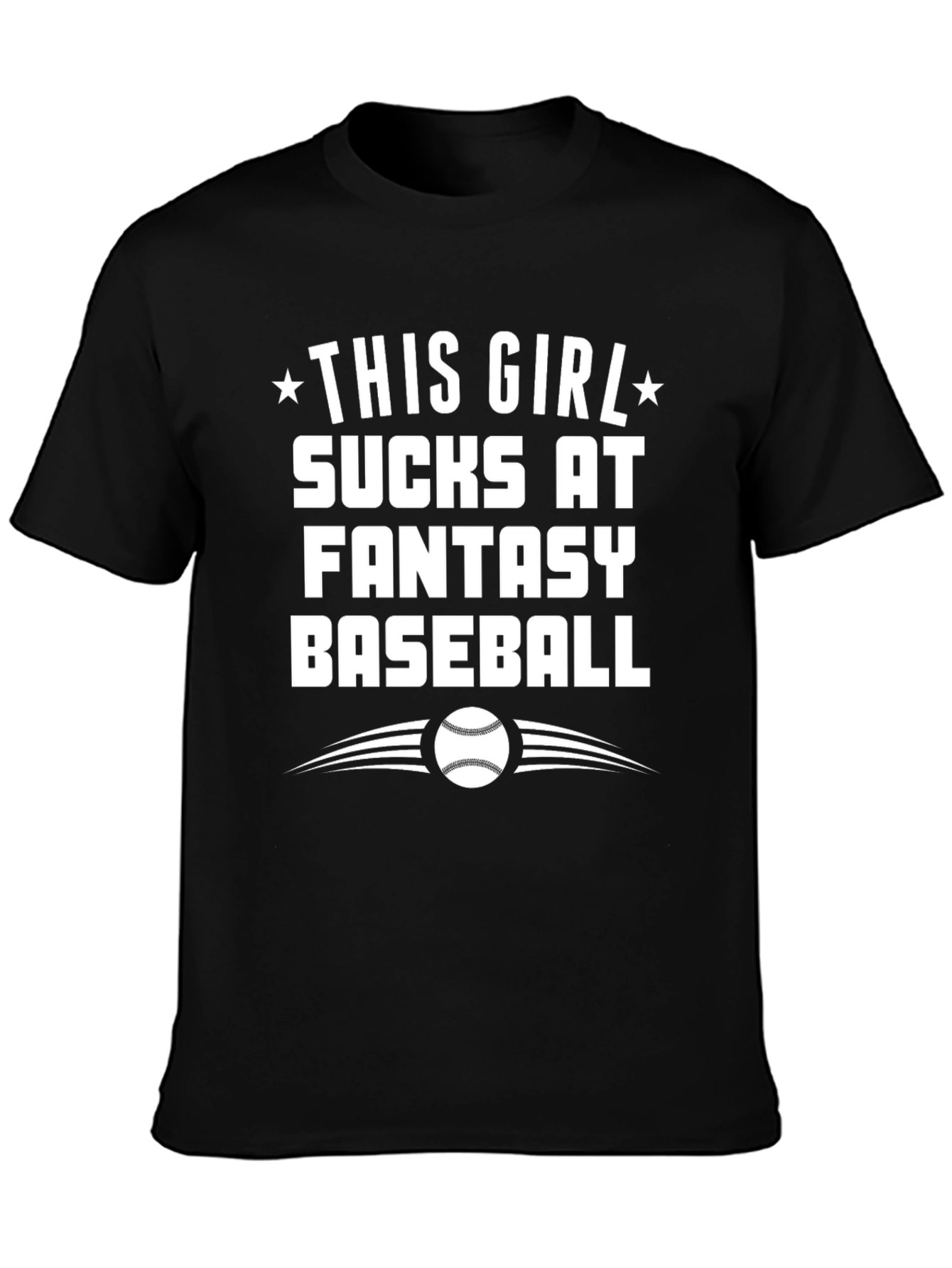 Black Funny Fantasy Baseball T-Shirt - Sucks at Baseball view 3