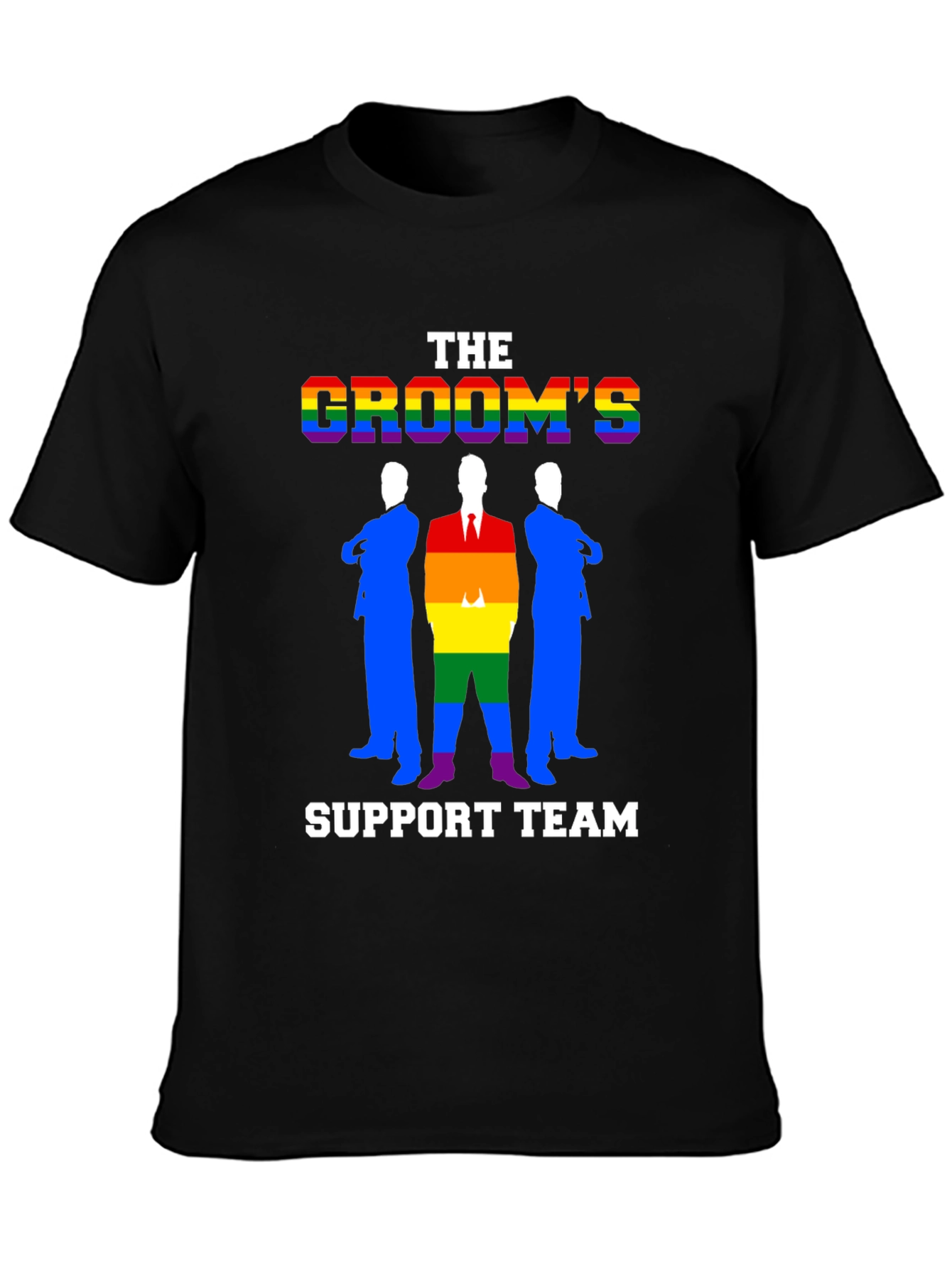 Black Groom's Support Team T-Shirt - LGBTQ+ Pride Wedding Tee view 3