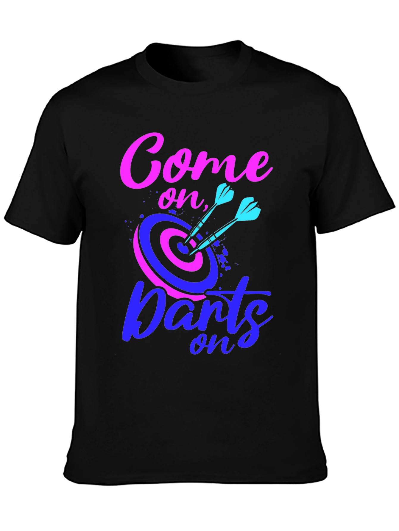 Black Come On Darts Graphic T-Shirt view 3