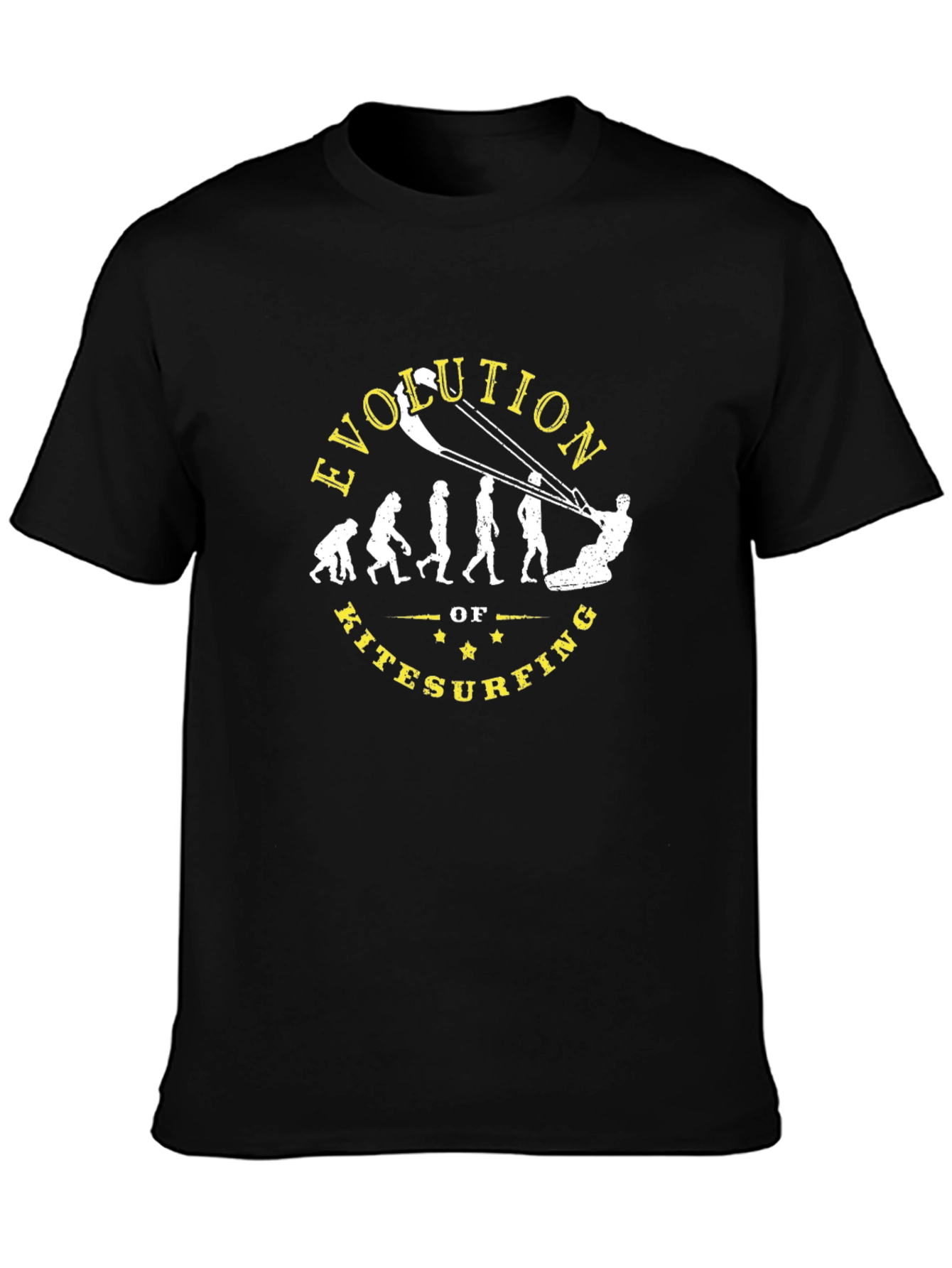 Black Evolution of Kitesurfing Graphic T-Shirt view 3