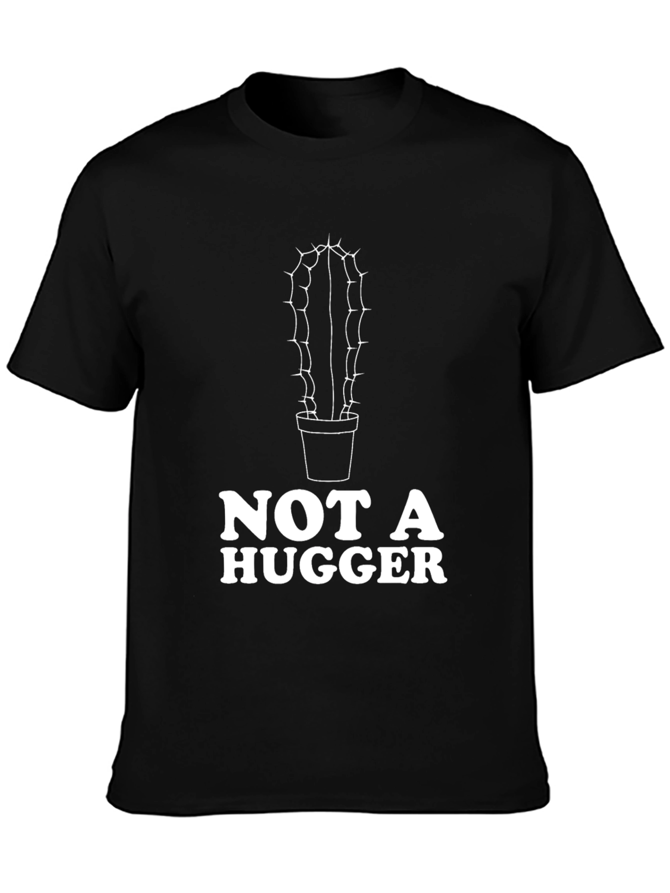 Black Not A Hugger Graphic Tee - Cactus Humor Shirt view 3