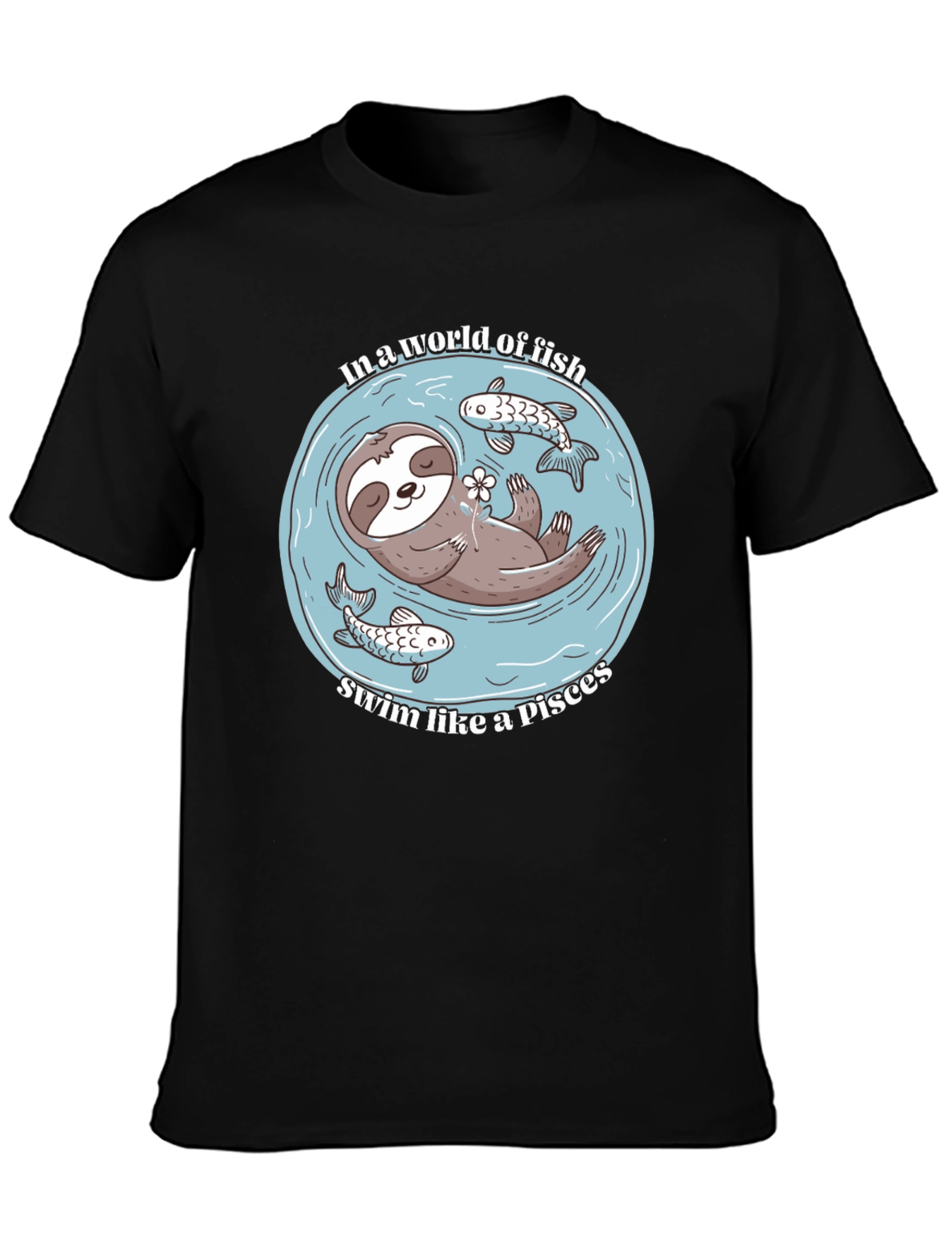 Black Sloth Pisces T-Shirt - In a World of Fish view 3