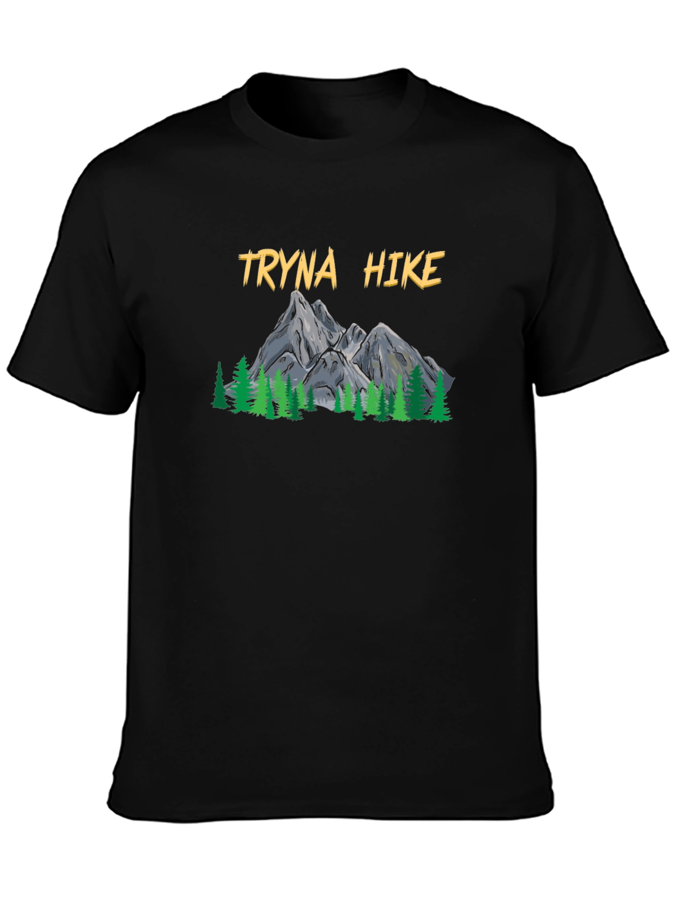 Black Tryna Hike Graphic T-Shirt - Outdoor Adventure Tee view 3