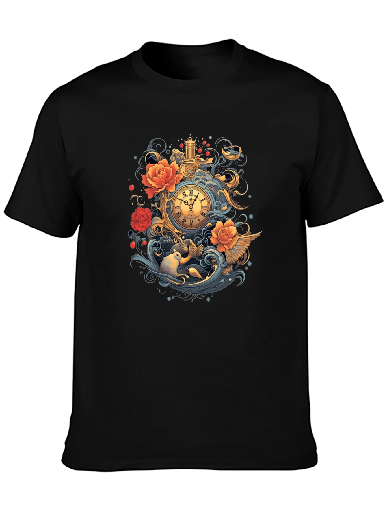 Black Whimsical Clockwork T-Shirt view 3