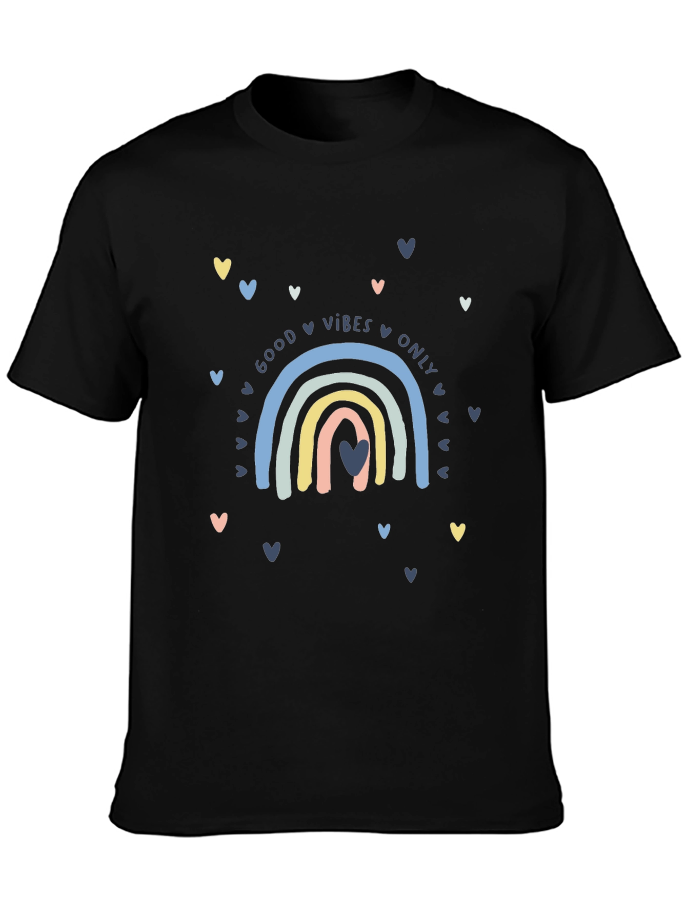 Black Good Vibes Rainbow Graphic Tee - Black view 3
