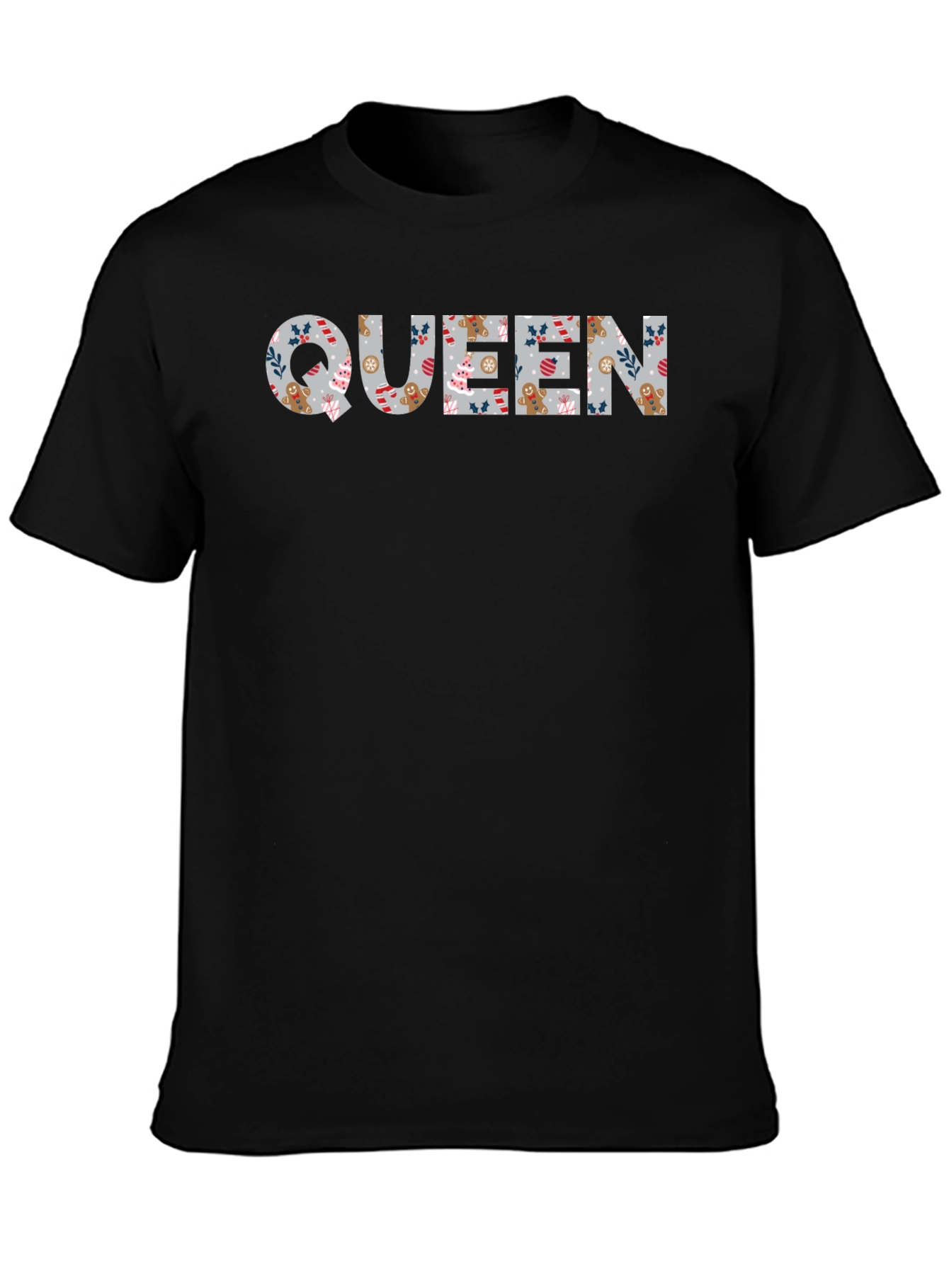 Black Queen Gingerbread Holiday T-Shirt view 3